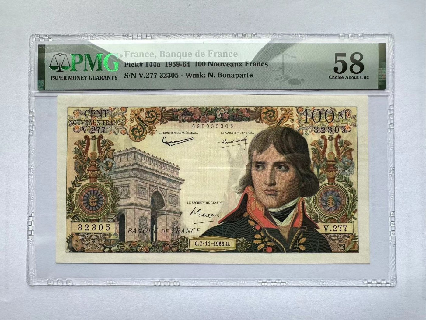 【Blue Auction】✨世界纸币精拍第375期【精】 【无47】法国 1963年100新法郎 拿破仑 PMG58 