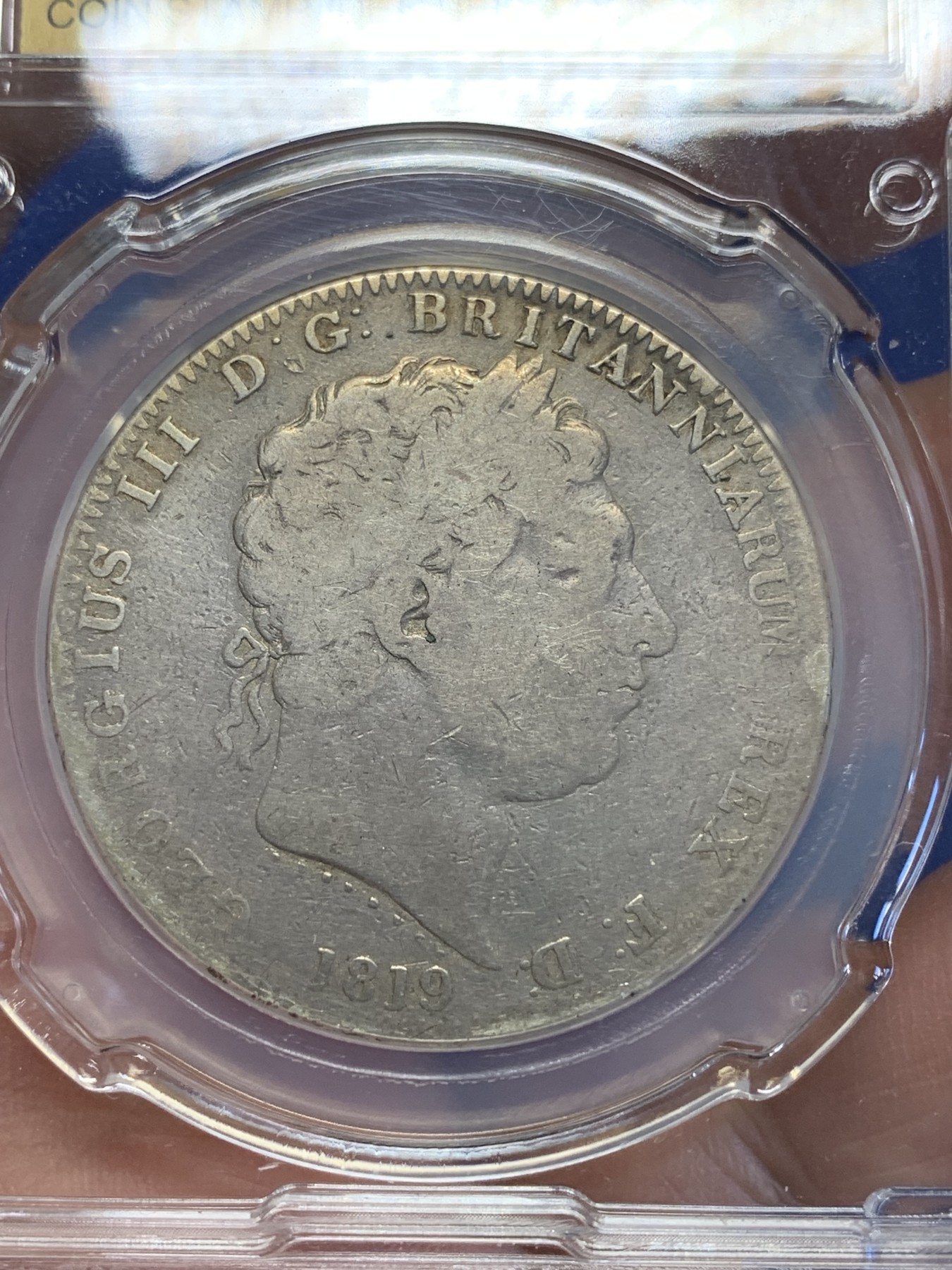 《竞宝斋》第201场-周日，周一 2场 (全场包邮) CSIS-VG10 英国1819年乔治三世马剑克朗大银币