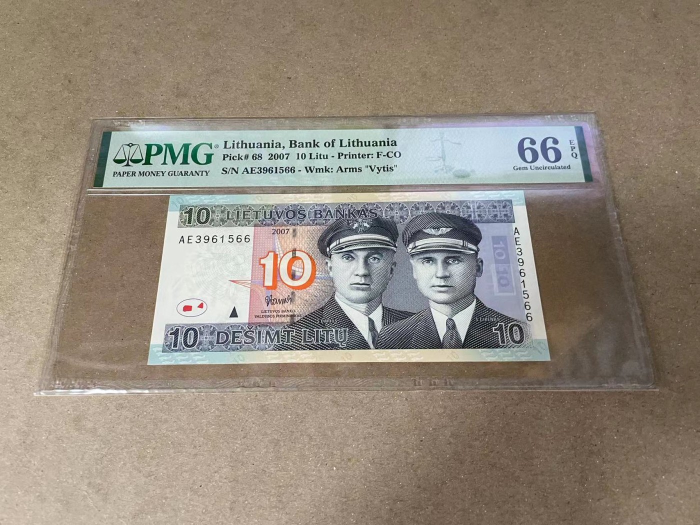 【Blue Auction】✨世界纸币精拍第375期【精】 【无47】立陶宛 2007年10Litu PMG66EPQ 