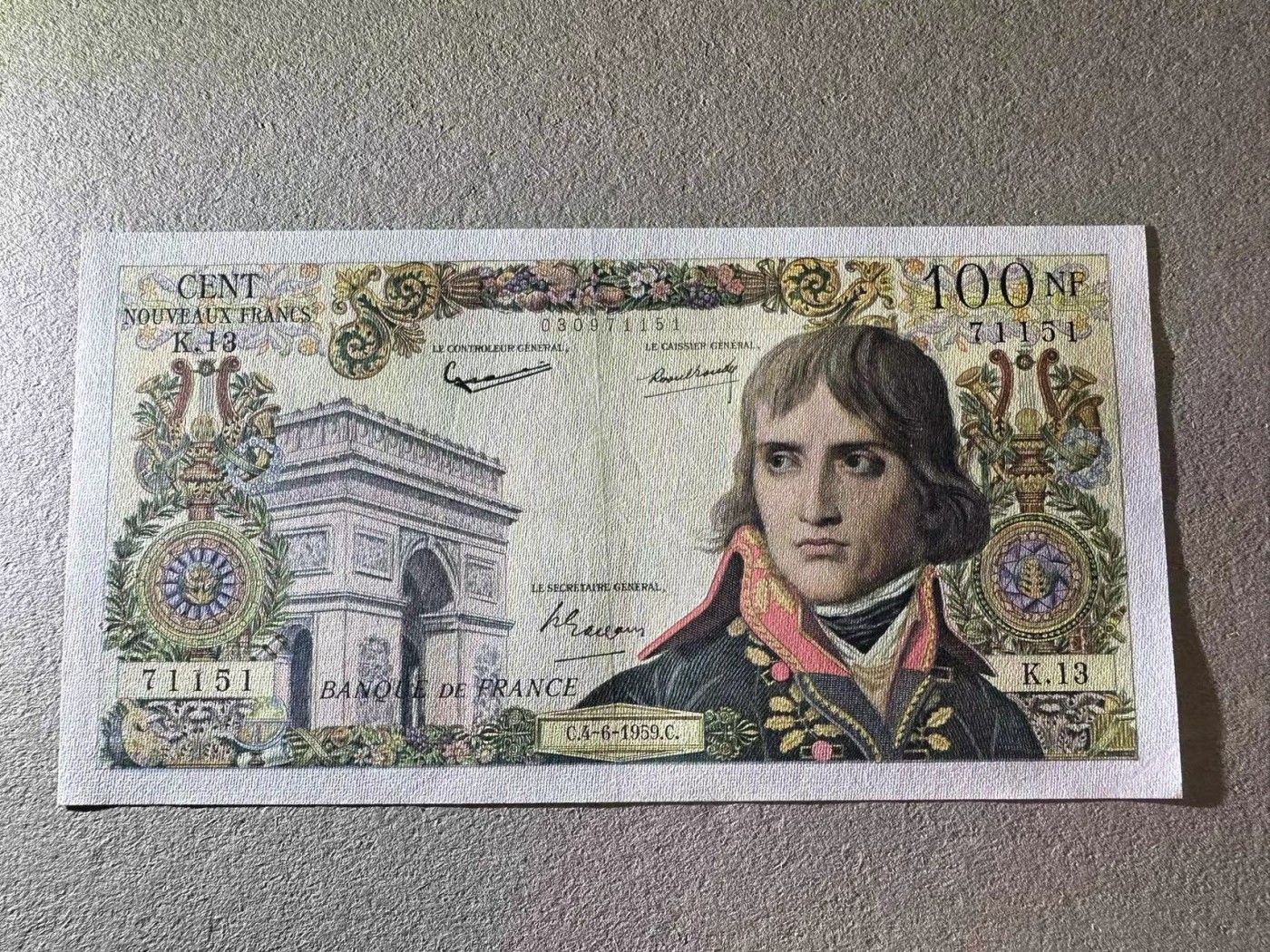 【Blue Auction】✨世界纸币精拍第375期【精】 法国 1959年100新法郎 拿破仑 AU品相