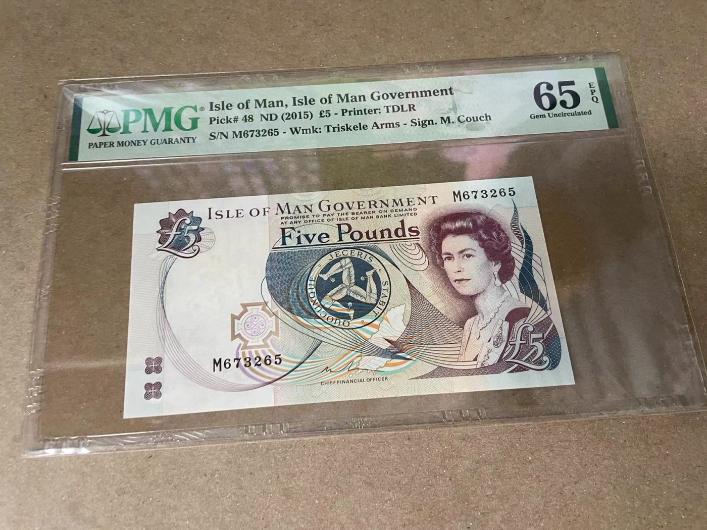 【Blue Auction】✨世界纸币精拍第375期【精】 马恩岛 2015年5镑 PMG65EPQ 