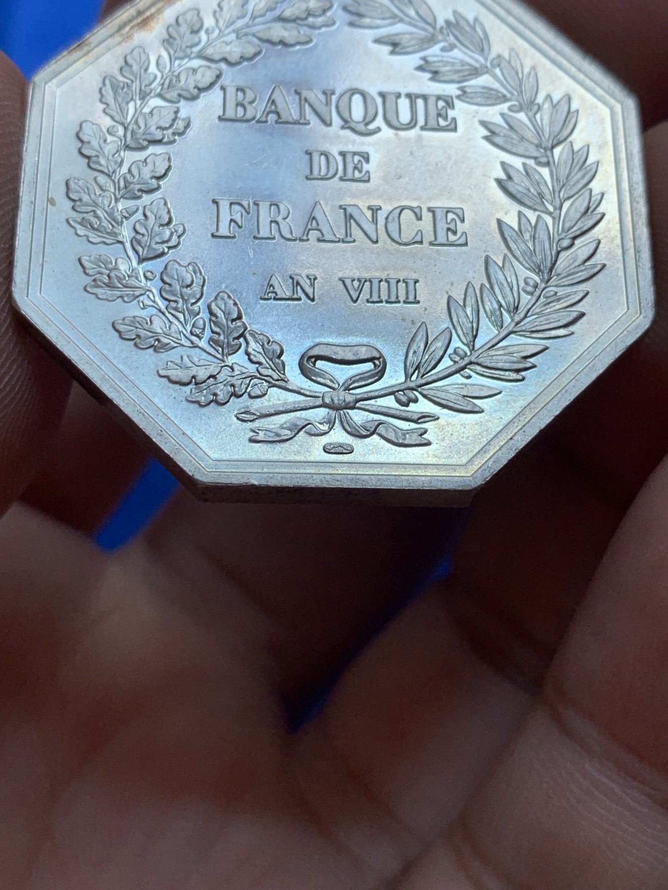 《竞宝斋》第201场-周日，周一 2场 (全场包邮) 法国 法兰西银行 银制JETON代用币 顶级品相 可以送评 925银 对角40mm直径 重 29.2克