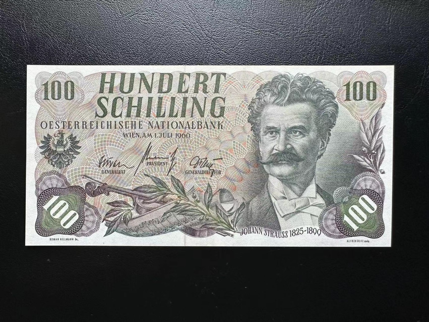 【Blue Auction】✨世界纸币精拍第375期【精】 奥地利 1960年100先令 斯特劳斯 AU