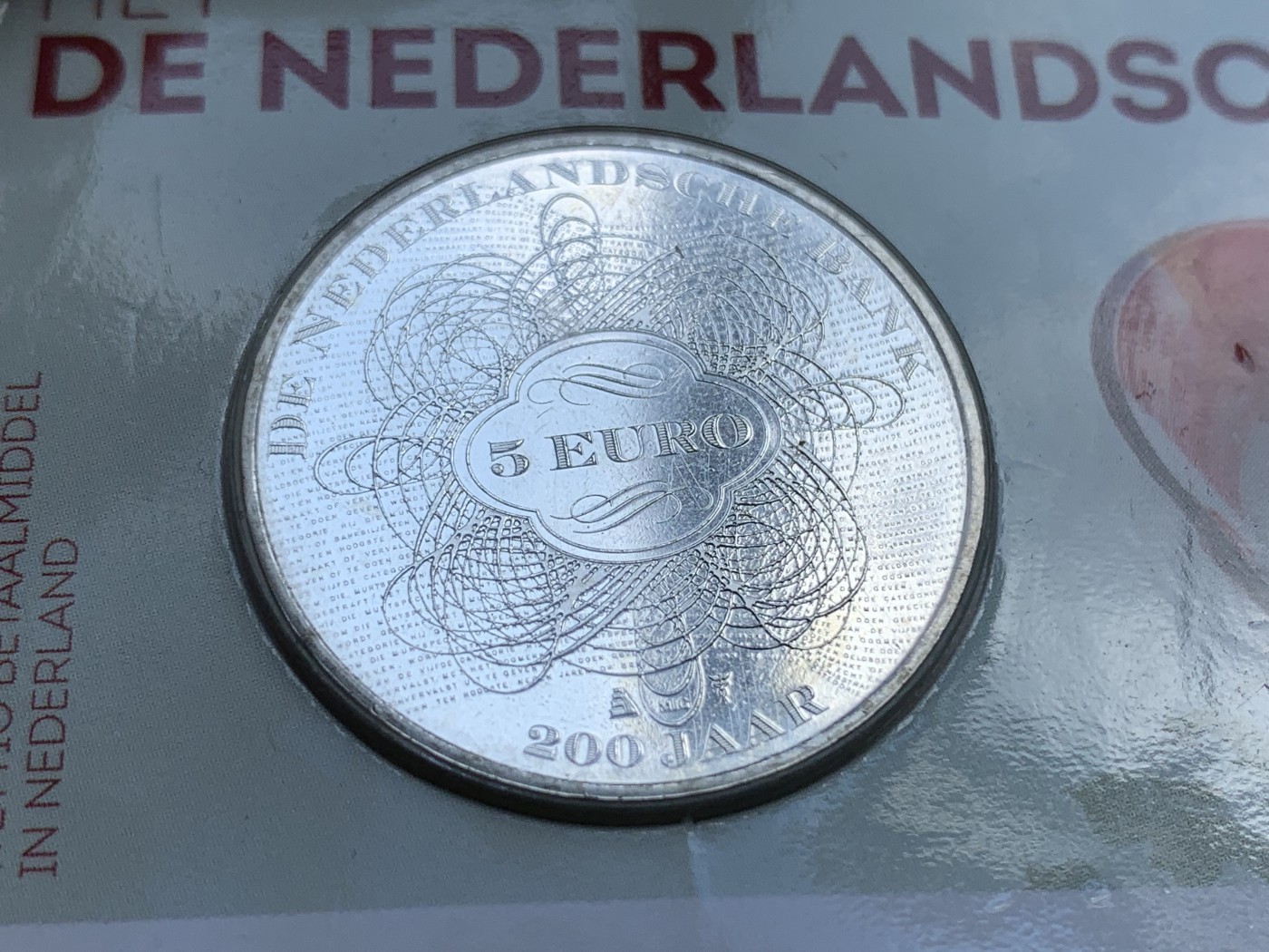 《竞宝斋》第201场-周日，周一 2场 (全场包邮) 荷兰5欧元镀银纪念卡币2枚 面值10欧元，卡有开裂