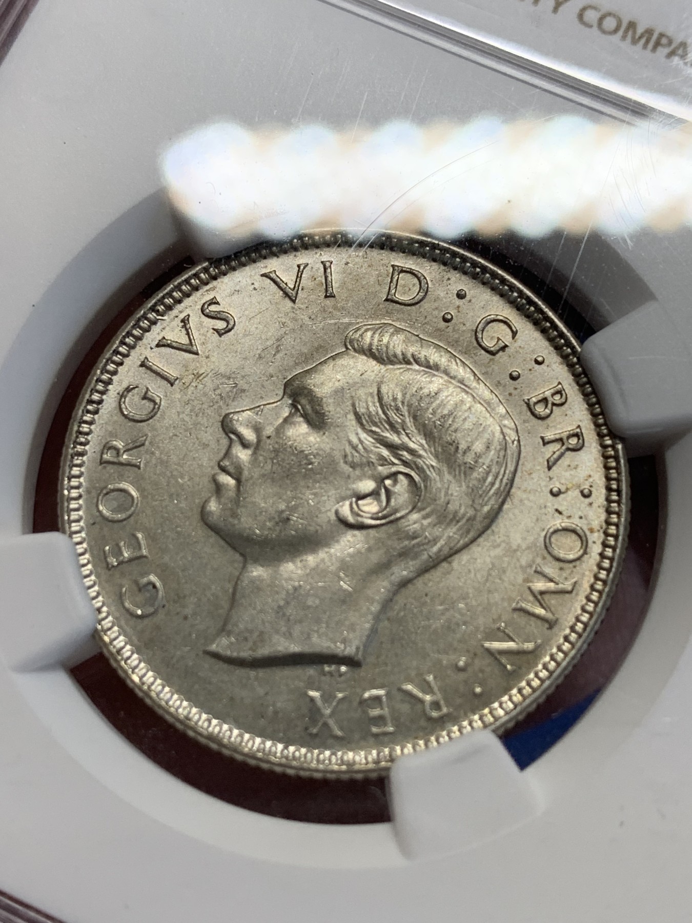 《竞宝斋》第201场-周日，周一 2场 (全场包邮) NGC MS62 英国  乔治六世 1944年 1福林银币 状态好