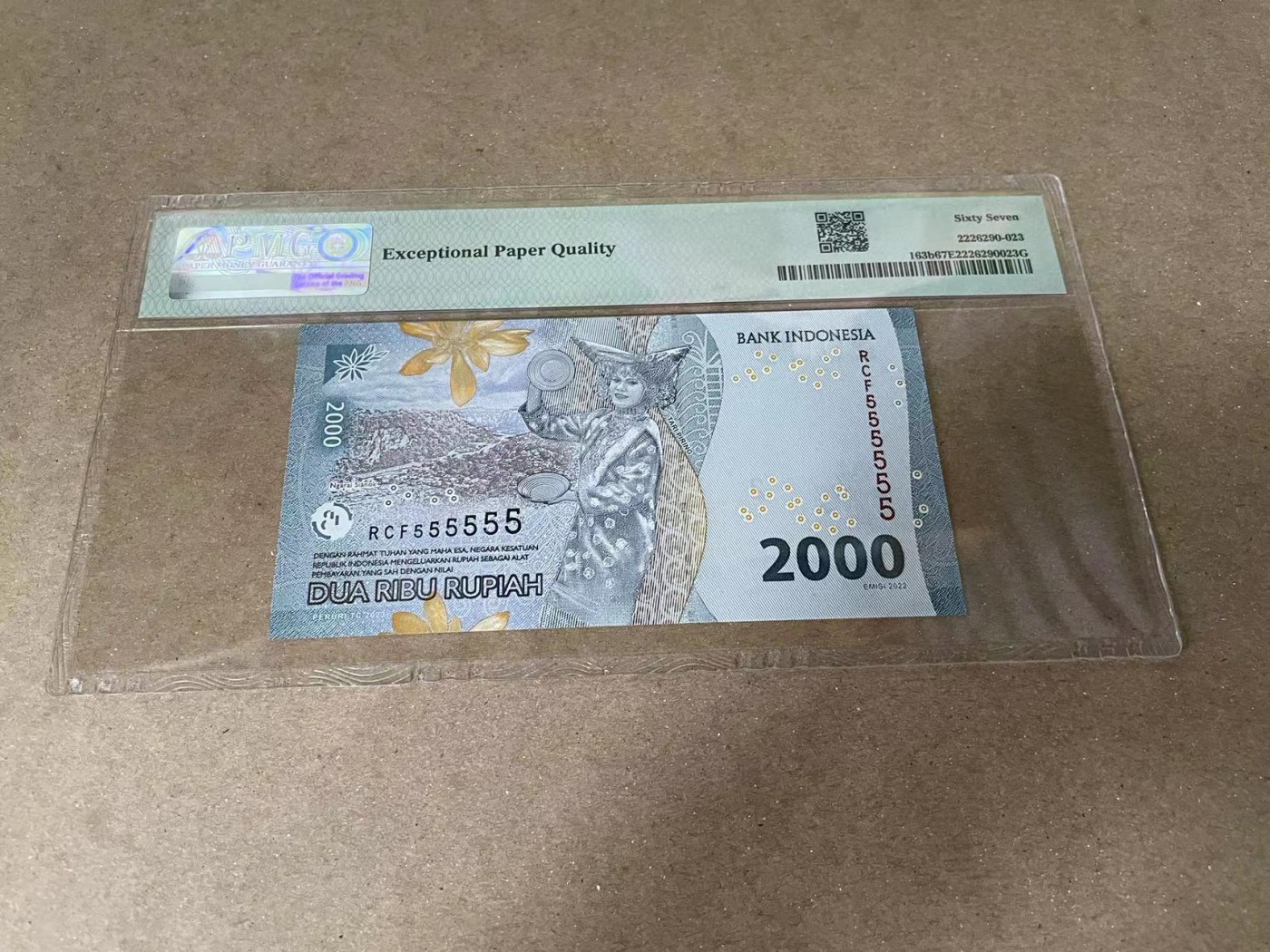 【Blue Auction】✨世界纸币精拍第375期【精】 【全同5】印尼 2022年2000卢比  PMG67EPQ 