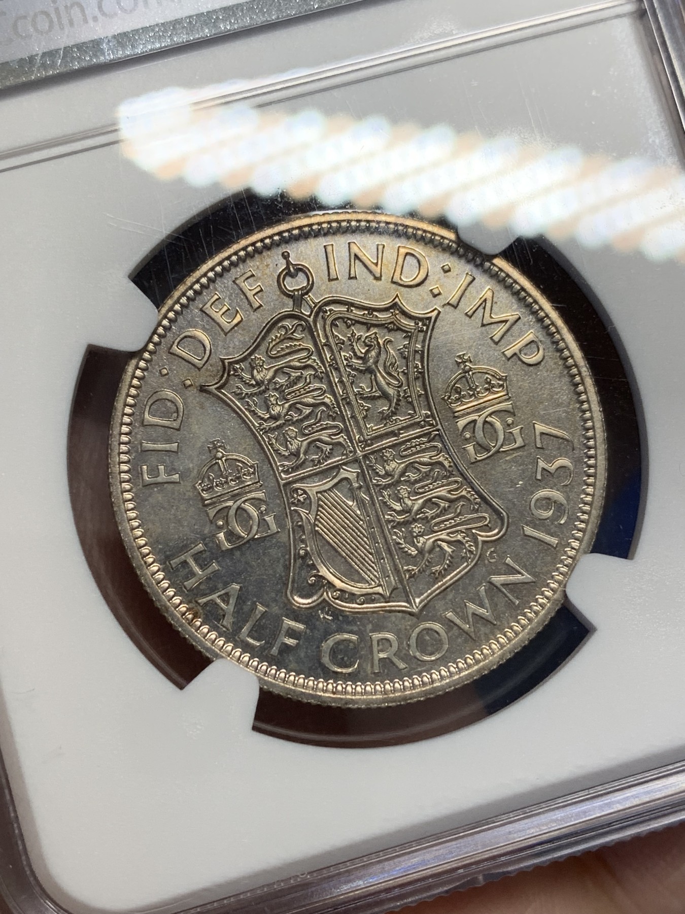 《竞宝斋》第201场-周日，周一 2场 (全场包邮) NGC-PF64 1937年英国乔治六世首年少见精制1/2克朗 银币