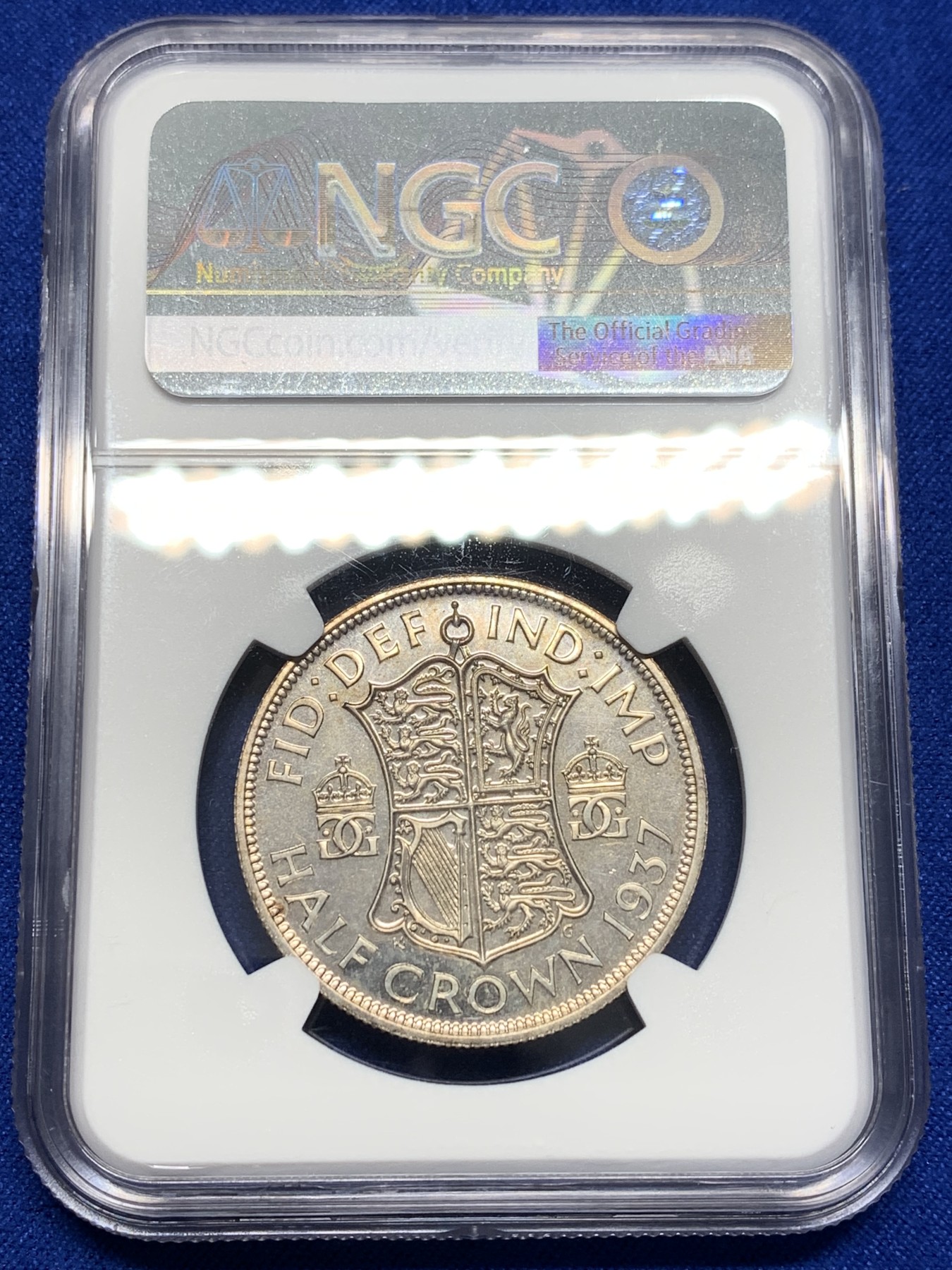 《竞宝斋》第201场-周日，周一 2场 (全场包邮) NGC-PF64 1937年英国乔治六世首年少见精制1/2克朗 银币