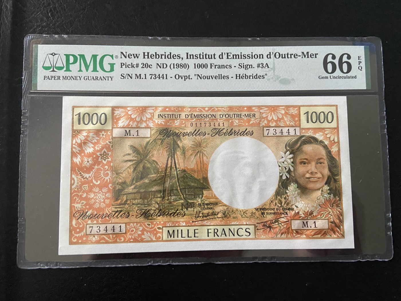 【Blue Auction】✨世界纸币精拍第375期【精】 新赫布里底 1980年1000法郎 PMG66EPQ 