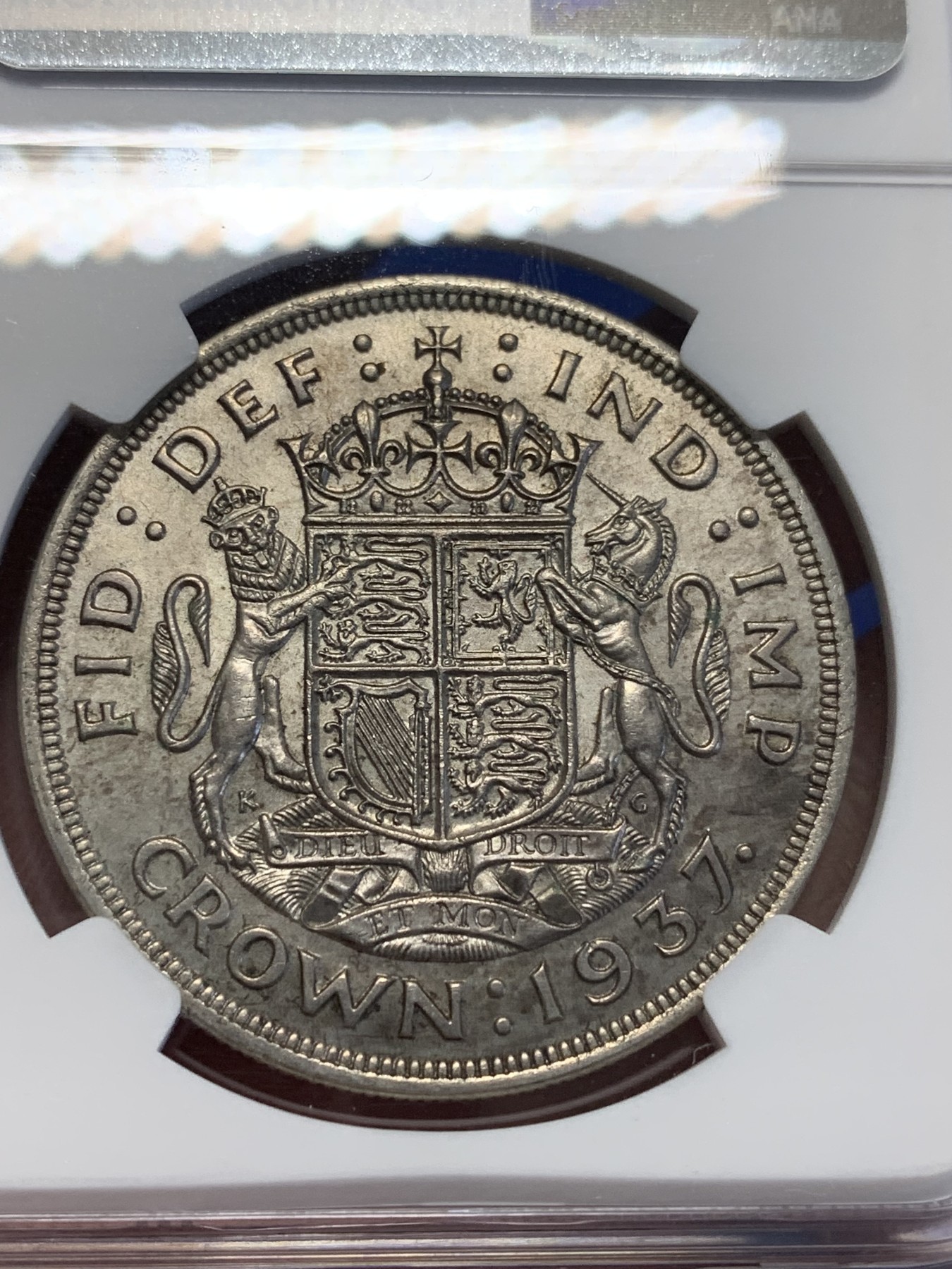 《竞宝斋》第201场-周日，周一 2场 (全场包邮) NGC- MS63 英国1937年乔治六世克朗银币 63分的登基也不多