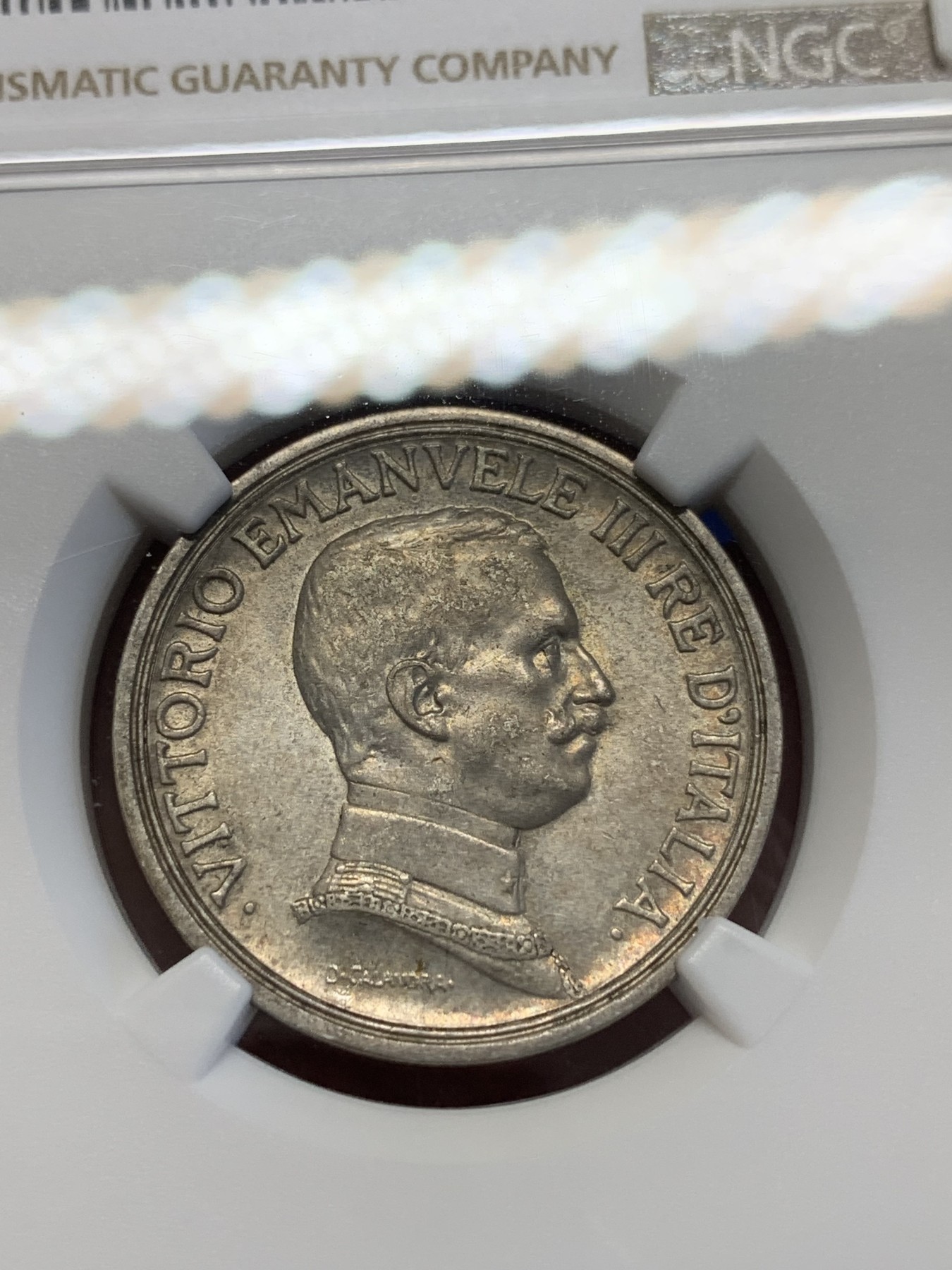 《竞宝斋》第201场-周日，周一 2场 (全场包邮) NGC-AU58 1914年意大利马车女神2L银币，热门品种