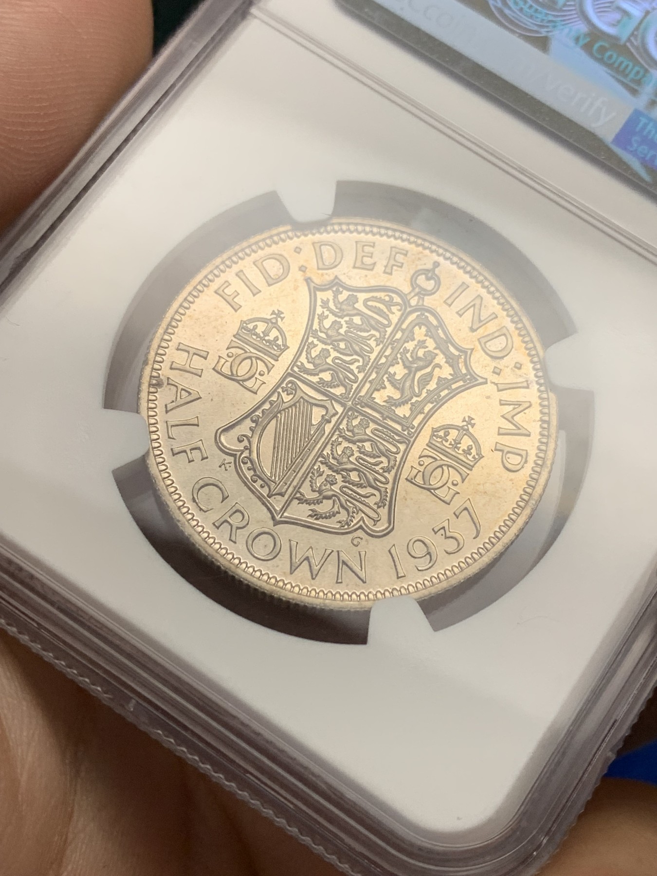 《竞宝斋》第201场-周日，周一 2场 (全场包邮) NGC-PF64 1937年英国乔治六世首年少见精制1/2克朗 银币