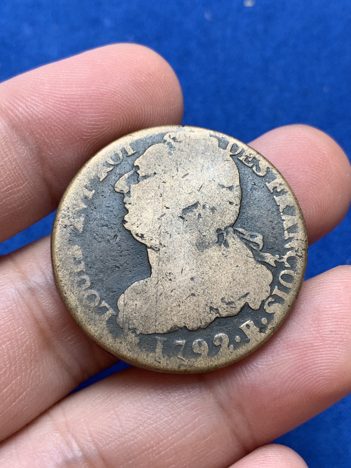 《竞宝斋》第201场-周日，周一 2场 (全场包邮) 法国1792年路易十六大铜币，20.24g，32.6mm 极少见品种