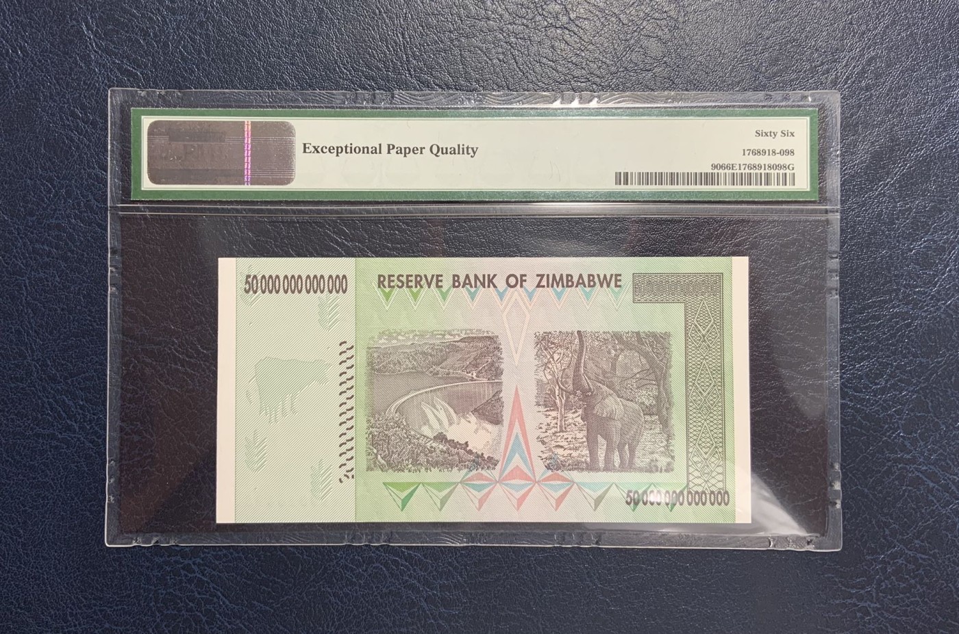 收藏联盟Quantum Auction 第292期拍卖  津巴布韦2008年50万元 PMG66 号码无3457 朦胧号