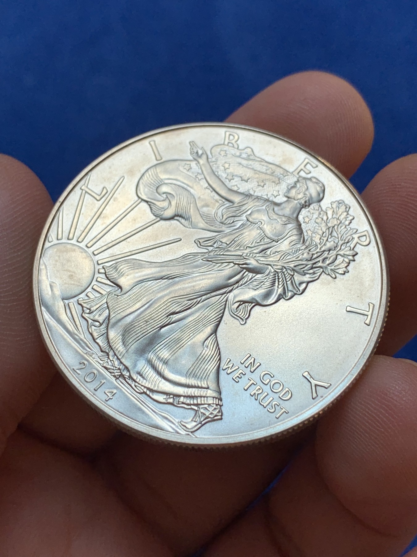 《竞宝斋》第201场-周日，周一 2场 (全场包邮) 美国2014年行走女神投资银币 1盎司 31.1克 999银