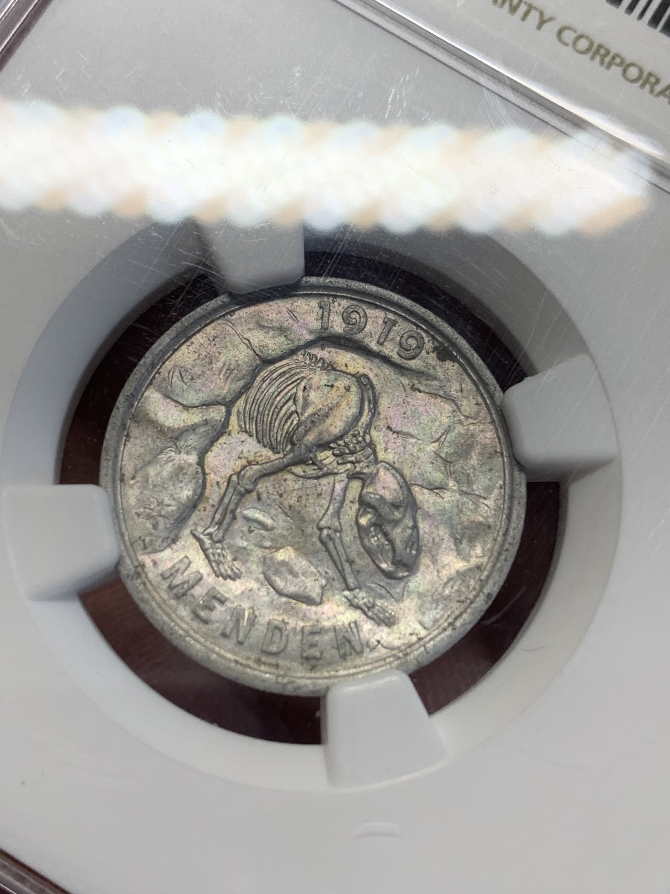 《竞宝斋》第201场-周日，周一 2场 (全场包邮) NGC-MS62 德紧门登洞熊铝币 德紧玩家必备品种 名誉品 带点彩包浆 少见