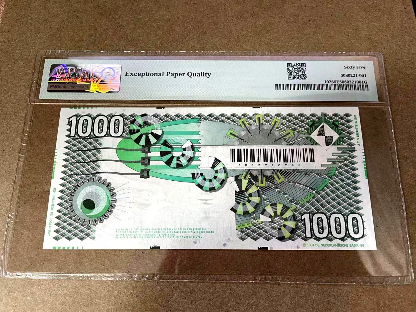 【Blue Auction】✨世界纸币精拍第375期【精】  荷兰 1994年1000盾 最高值 大齿轮 PMG65EPQ 绝品 精美 