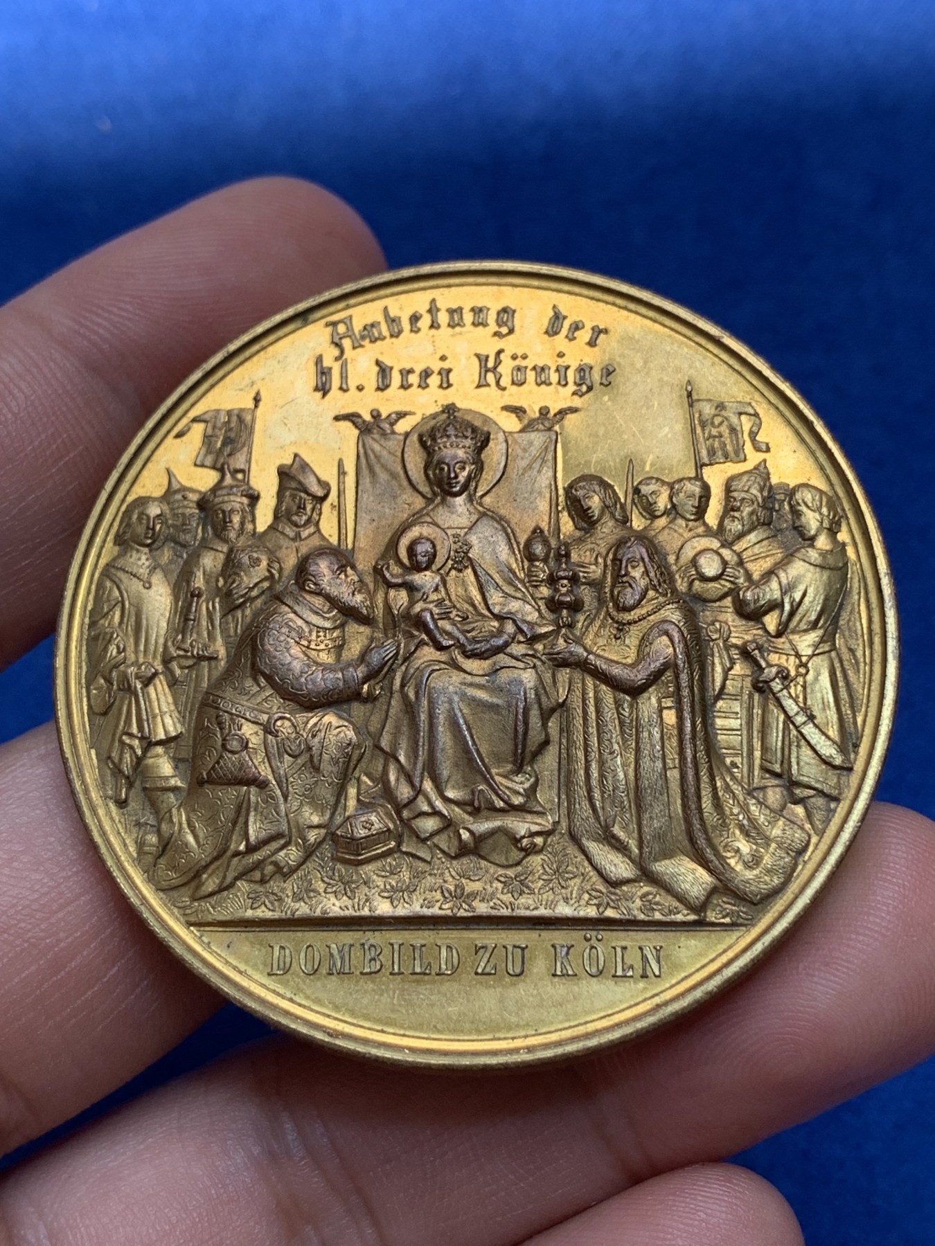 《竞宝斋》第201场-周日，周一 2场 (全场包邮) 1880年科隆大教堂落成纪念镀金铜章，51mm，56.5g