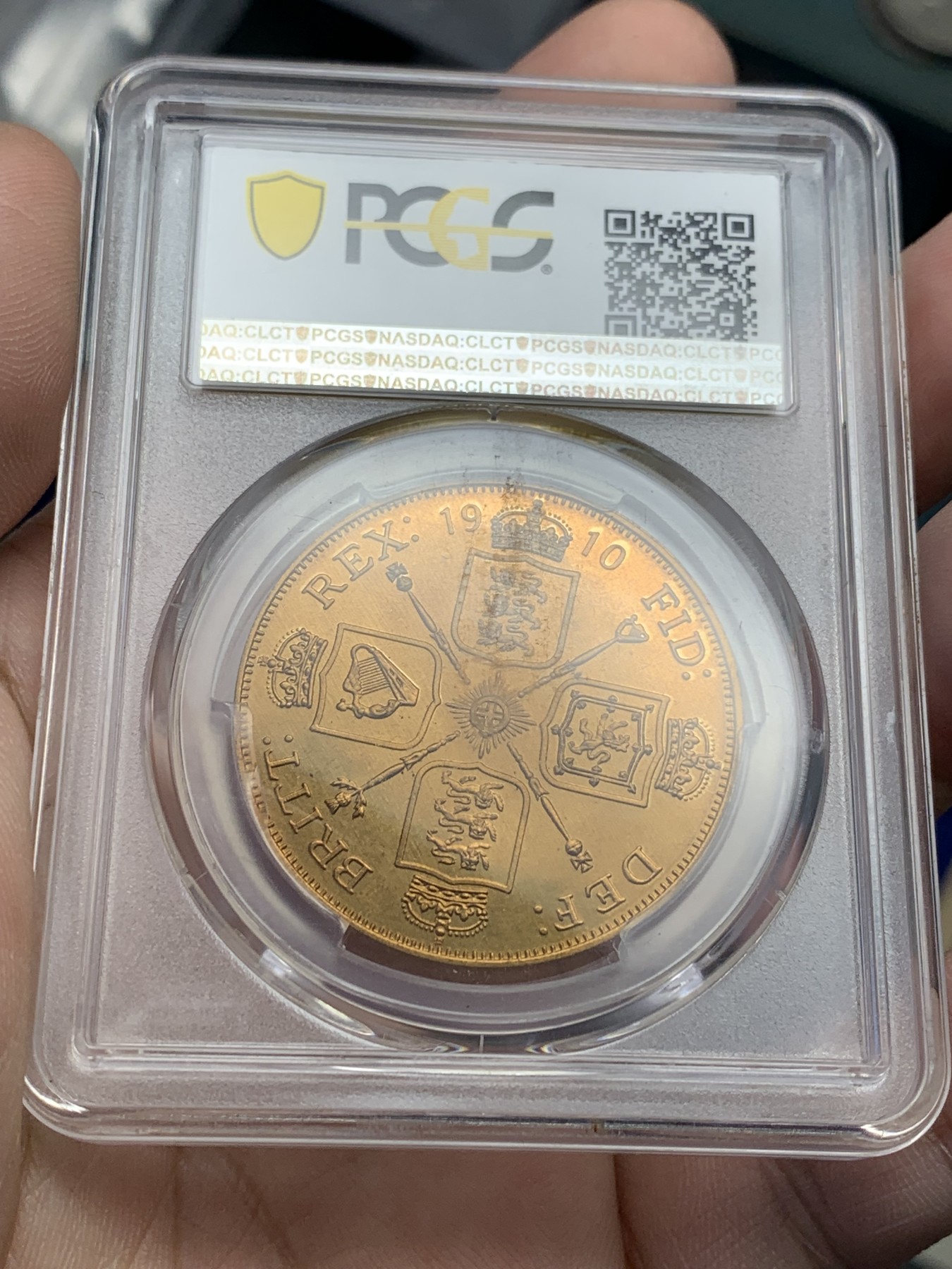 《竞宝斋》第201场-周日，周一 2场 (全场包邮) PCGS-PR68RD 英国1910乔治五世双弗洛林臆造版 在珍惜币目录里可以查询 少见品种 P盒冠军分