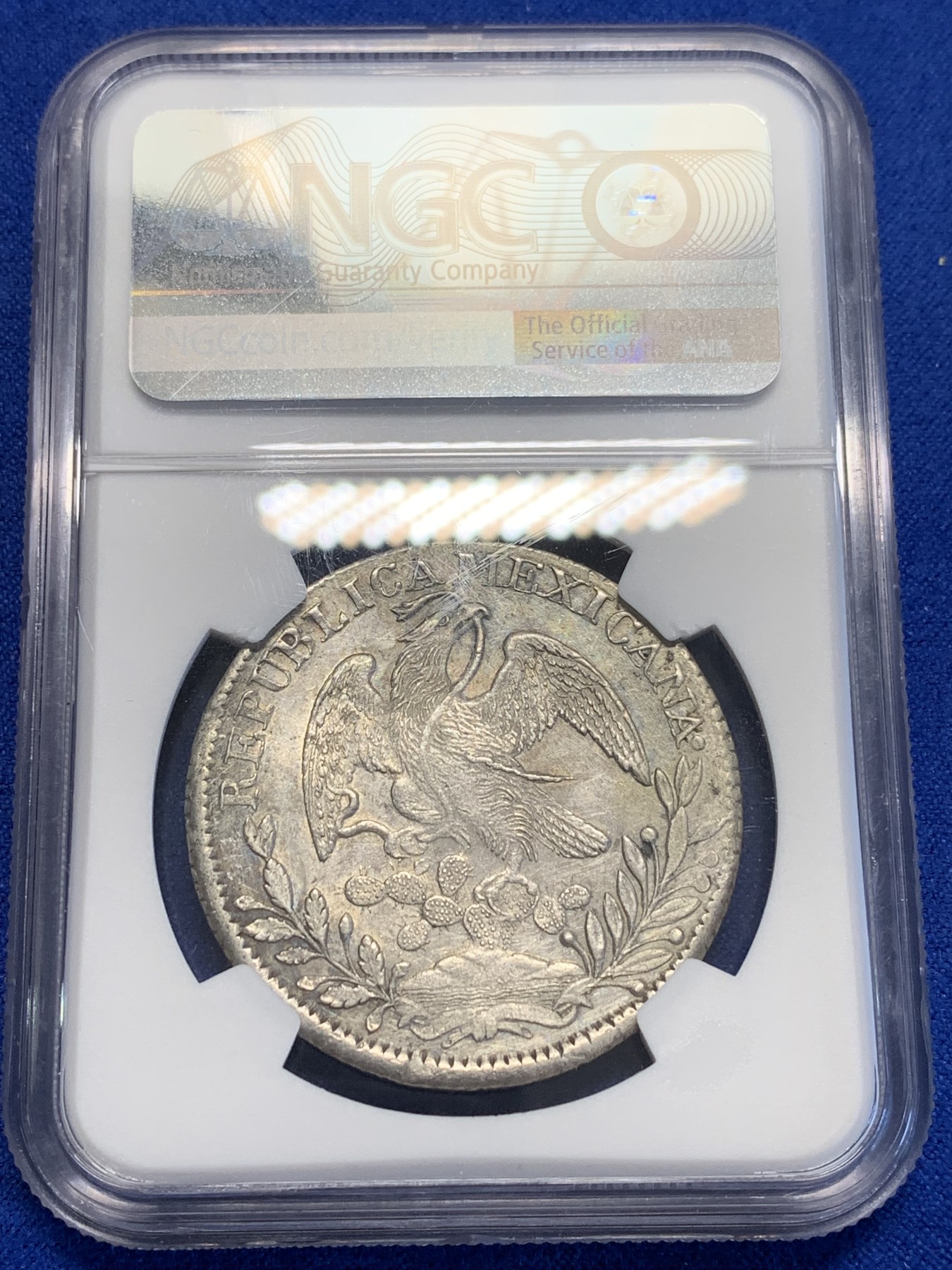 《竞宝斋》第201场-周日，周一 2场 (全场包邮) NGC AUD 墨西哥 1838 ZS OM 鹰洋 8瑞尔银币 早期鹰 AU状态难得