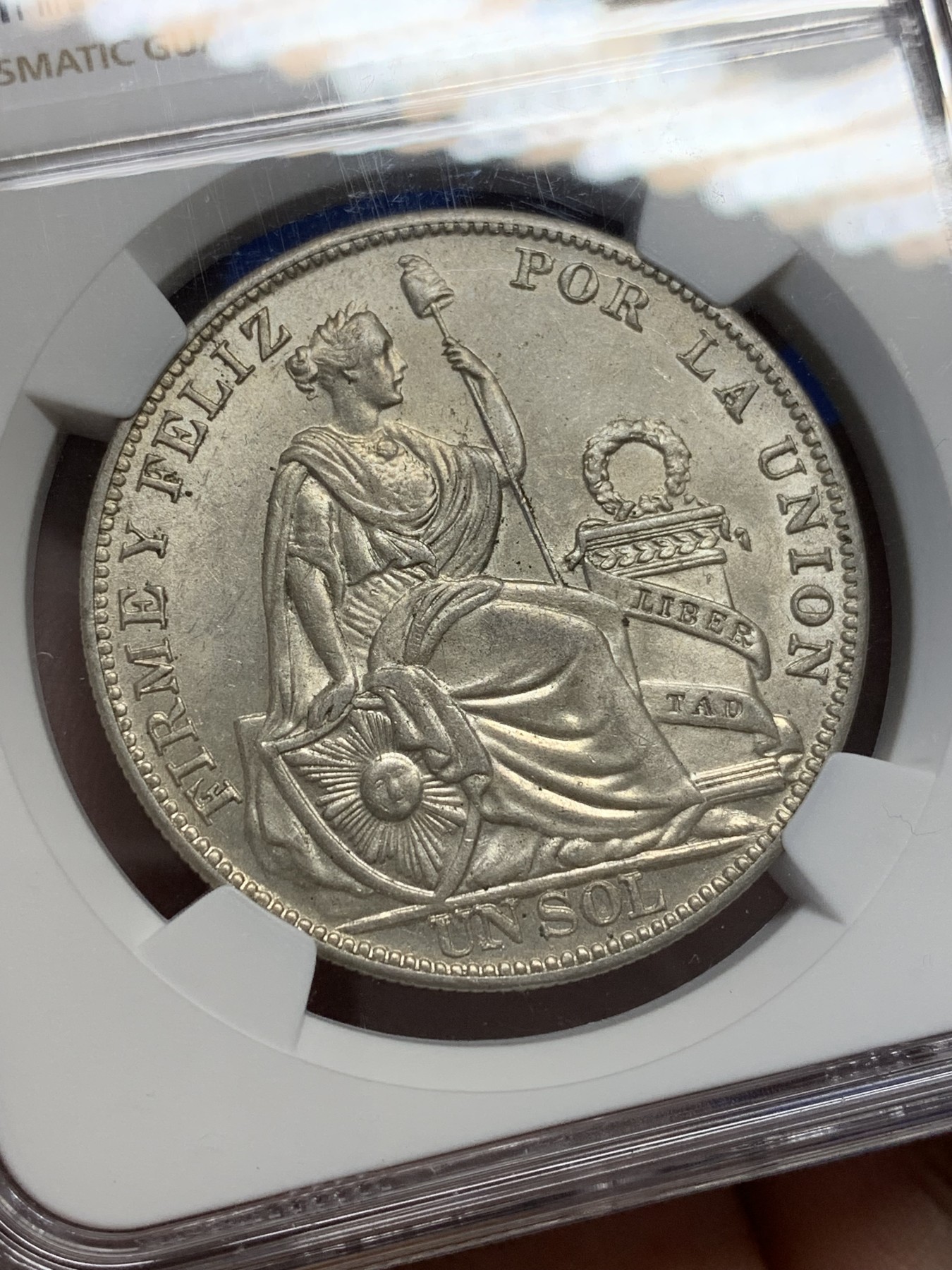 《竞宝斋》第201场-周日，周一 2场 (全场包邮) NGC  MS62   1934 秘鲁1比索银币 南美洲主币 个人感觉低评了