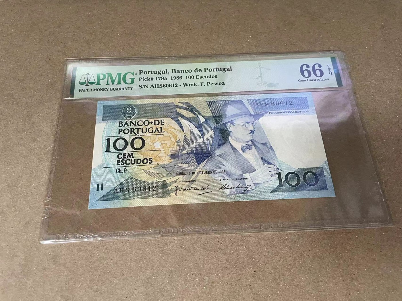 【Blue Auction】✨世界纸币精拍第375期【精】 【无47】葡萄牙 1986年100埃斯库多 PMG66EPQ 