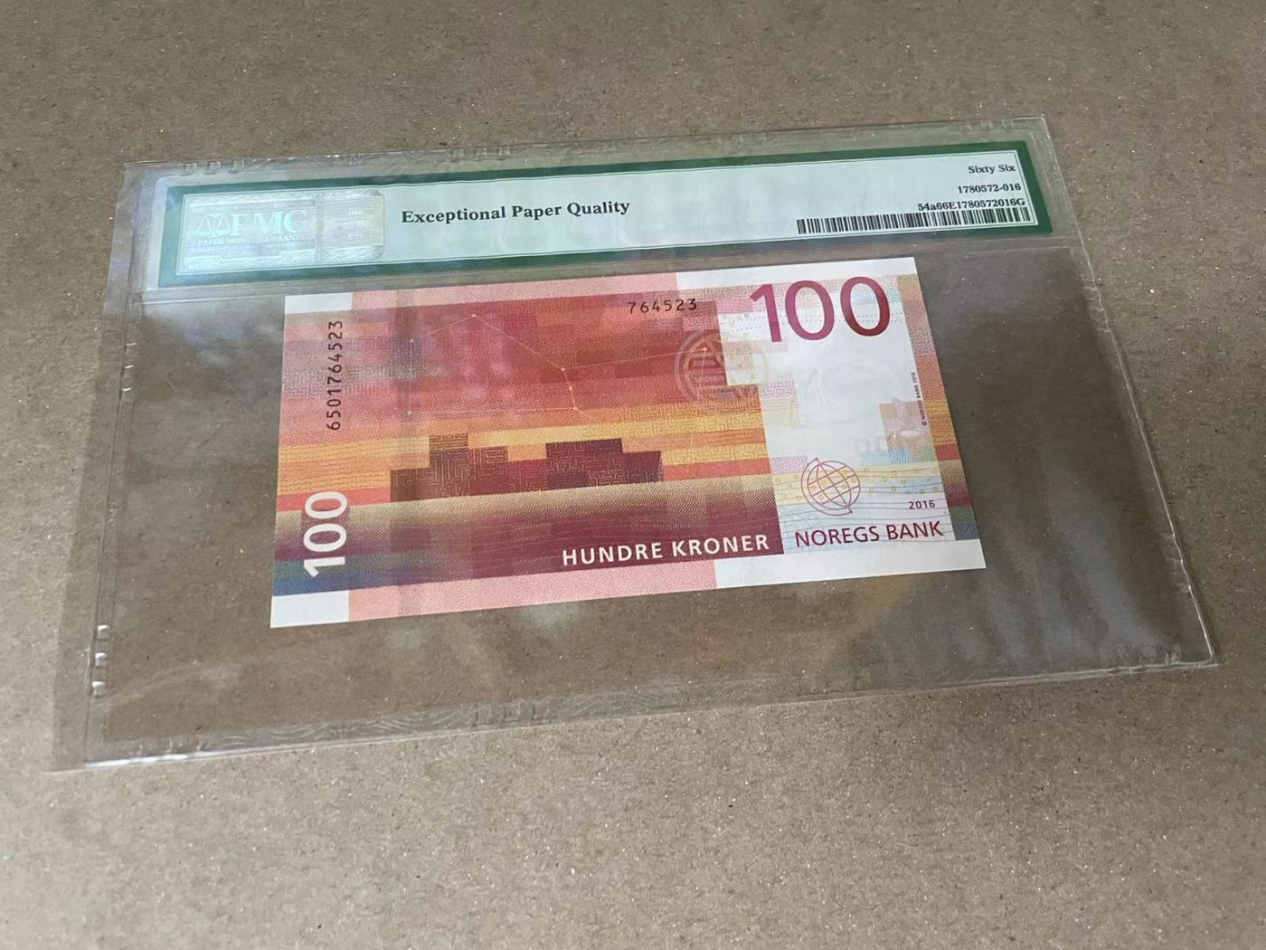 【Blue Auction】✨世界纸币精拍第375期【精】 挪威 2016年100克朗 PMG66EPQ 
