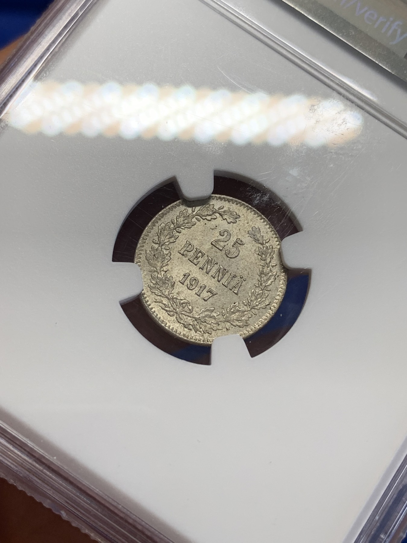 《竞宝斋》第201场-周日，周一 2场 (全场包邮) NGC MS65 俄占 芬兰 1917年25芬尼银币 高分品种