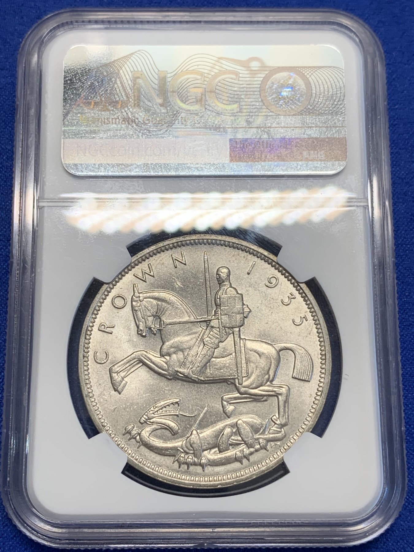 《竞宝斋》第201场-周日，周一 2场 (全场包邮) NGC- MS63 英国1935年木马剑 大银币 状态好