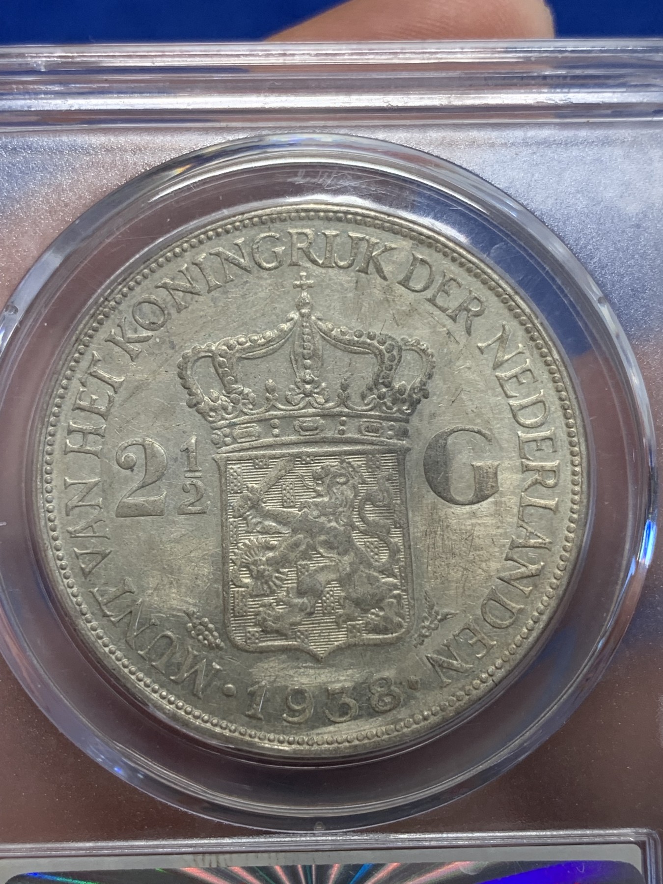 《竞宝斋》第201场-周日，周一 2场 (全场包邮) 公博评级 1937年 荷兰威廉明娜2.5盾银币