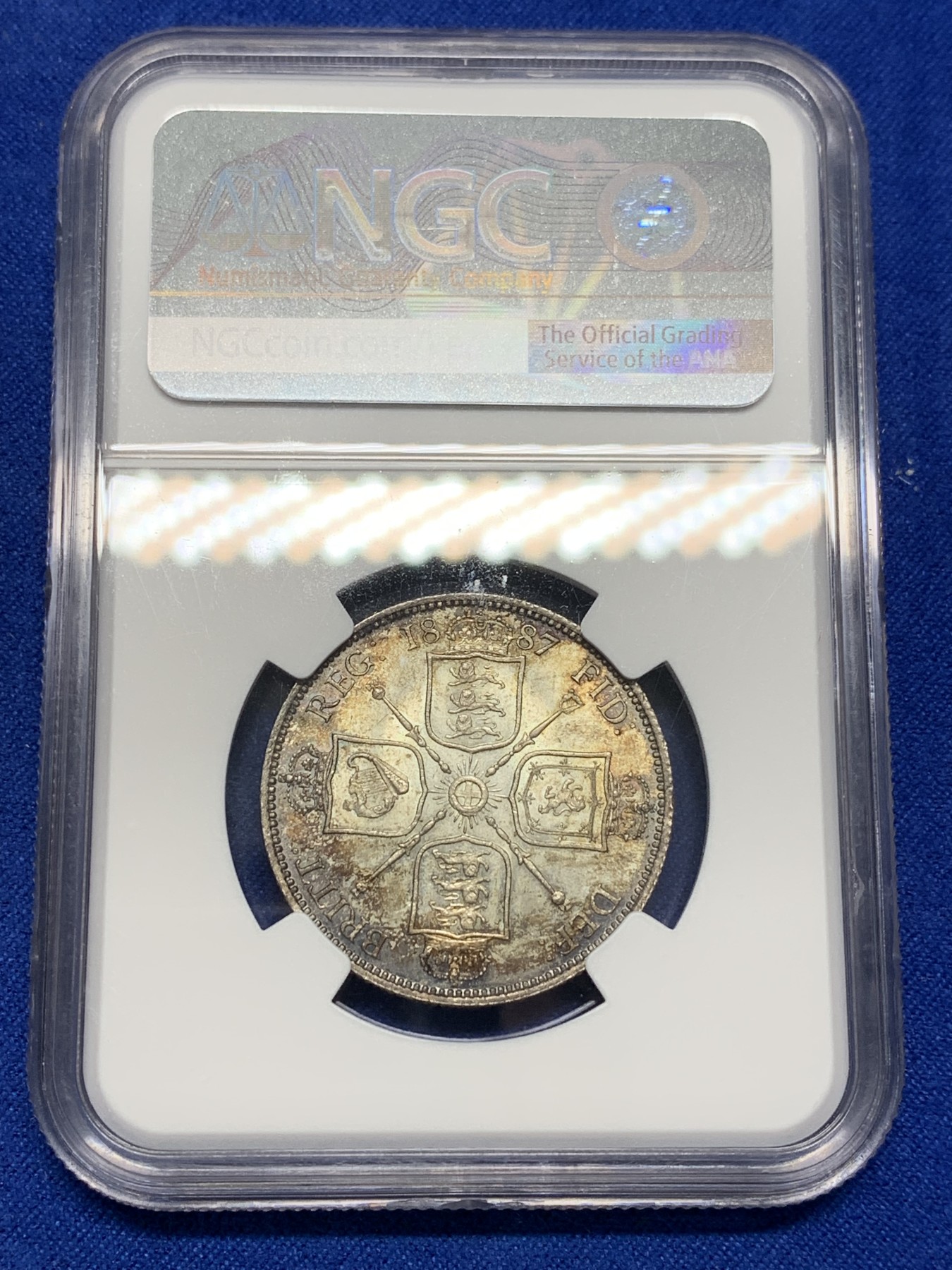 《竞宝斋》第201场-周日，周一 2场 (全场包邮) NGC MS63 英国1887年 维多利亚 弗洛林 2先令 BU状态