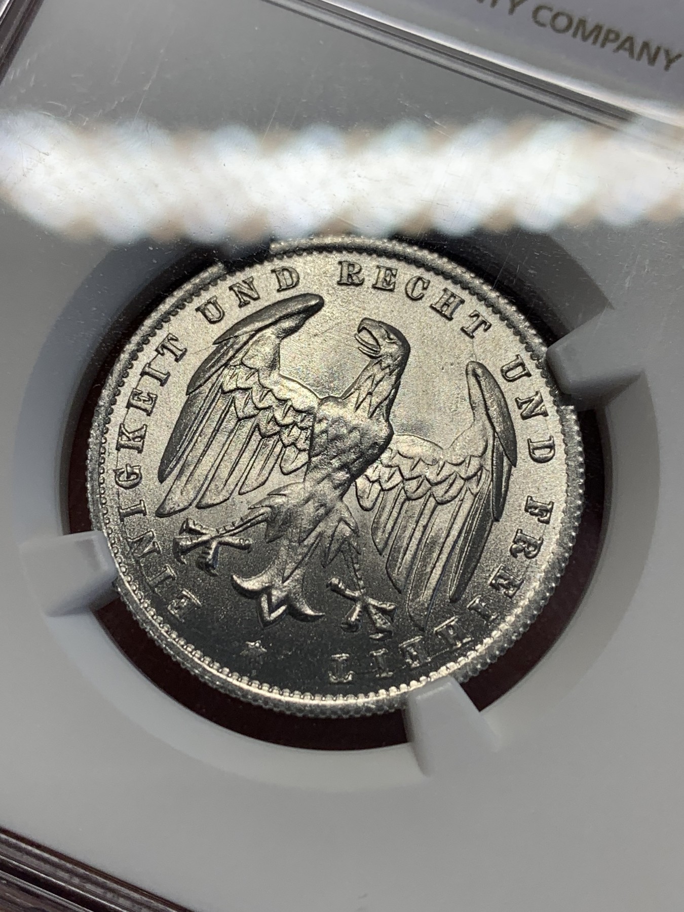 《竞宝斋》第201场-周日，周一 2场 (全场包邮) NGC-MS66 德国魏玛共和国 1923年A厂 500马克 铝币 高分好品