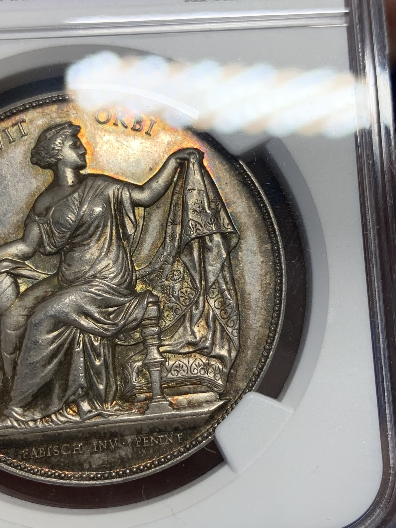 《竞宝斋》第201场-周日，周一 2场 (全场包邮) NGC MS62 法国商业区银章 蜜蜂边铭 1860-1879年 早期品种 PL底板 包浆非常漂亮 两面设计都好看