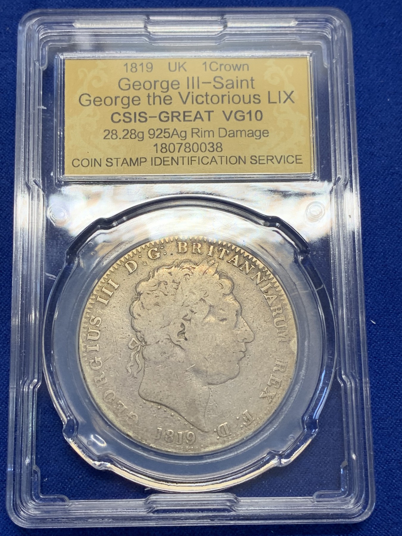 《竞宝斋》第201场-周日，周一 2场 (全场包邮) CSIS-VG10 英国1819年乔治三世马剑克朗大银币