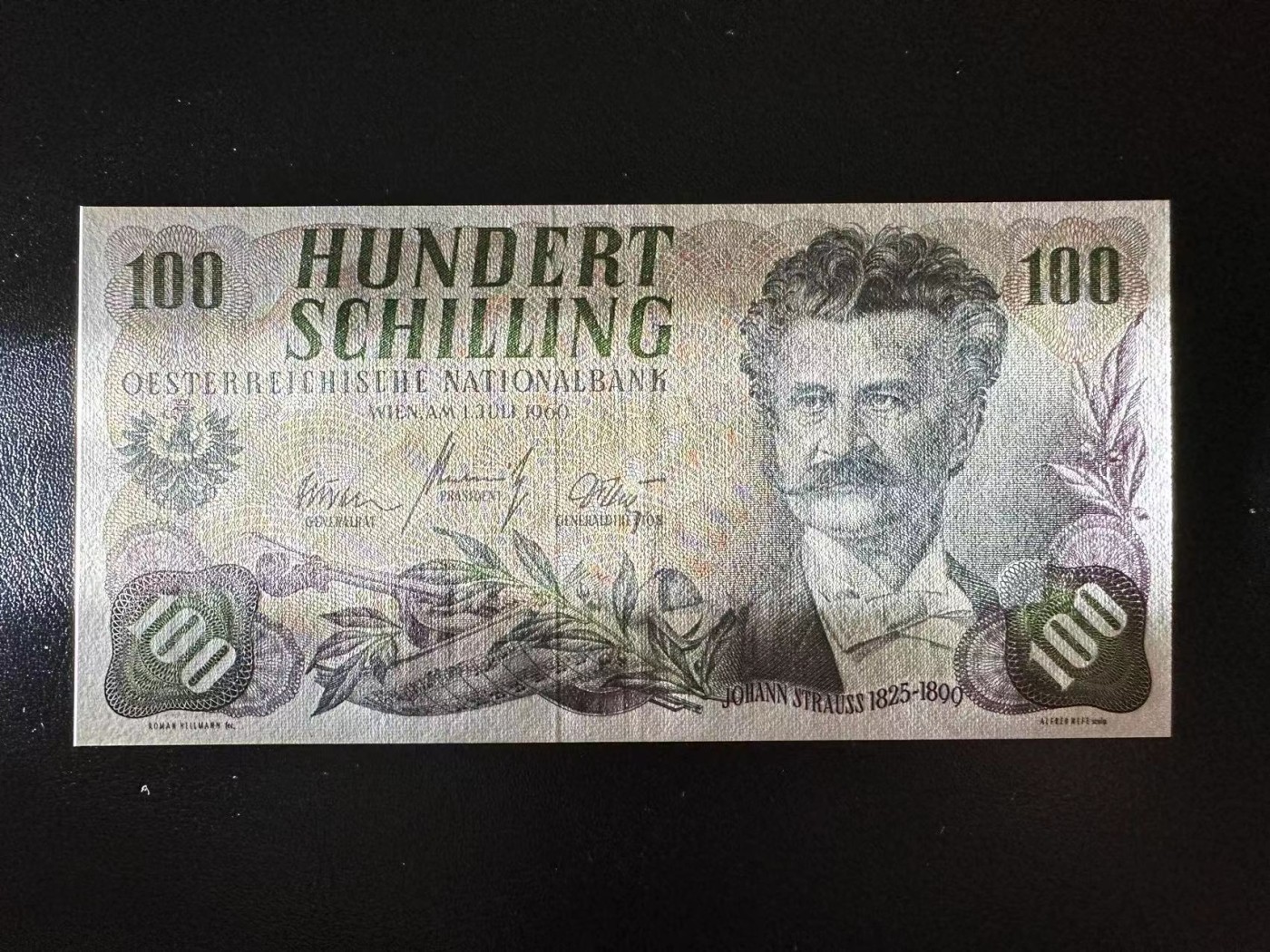 【Blue Auction】✨世界纸币精拍第375期【精】 奥地利 1960年100先令 斯特劳斯 AU