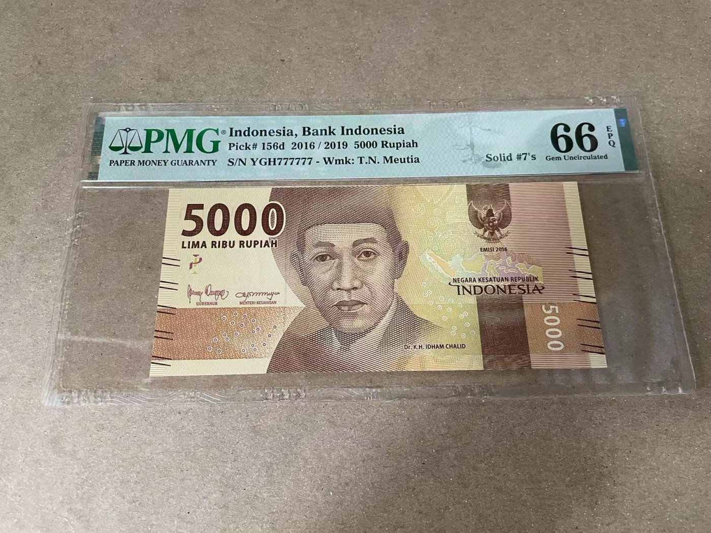 【Blue Auction】✨世界纸币精拍第375期【精】 【全同7】印尼 2016年5000卢比  PMG66EPQ 