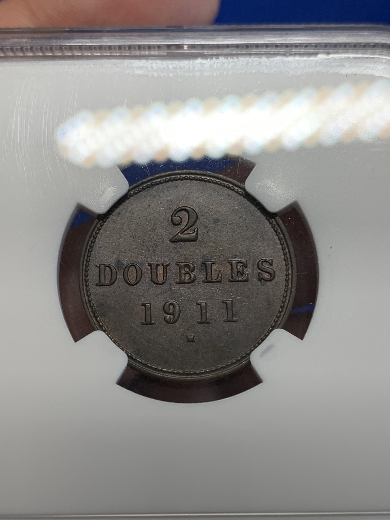 《竞宝斋》第201场-周日，周一 2场 (全场包邮) NGC-62BN 1911年根西乔治五世2D铜币，品相精美