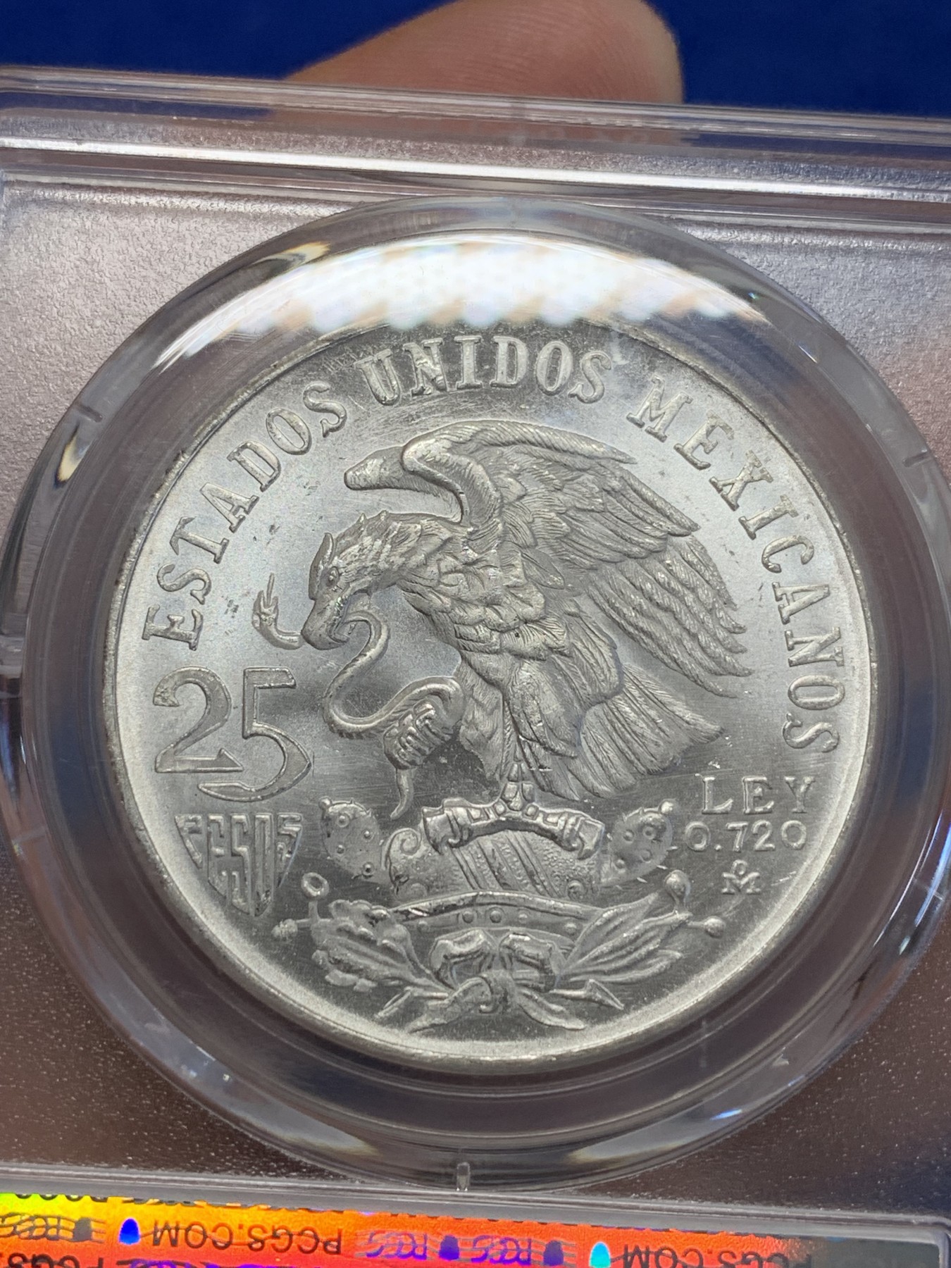 《竞宝斋》第201场-周日，周一 2场 (全场包邮) PCGS金盾 MS65 墨西哥1968年奥运会纪念25比索银币