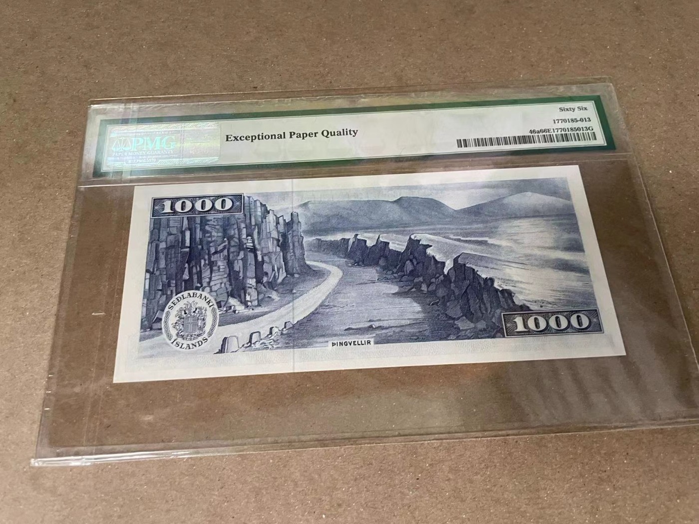 【Blue Auction】✨世界纸币精拍第375期【精】 【倒置号】冰岛 1961年1000克朗 BWC出品 PMG66EPQ 