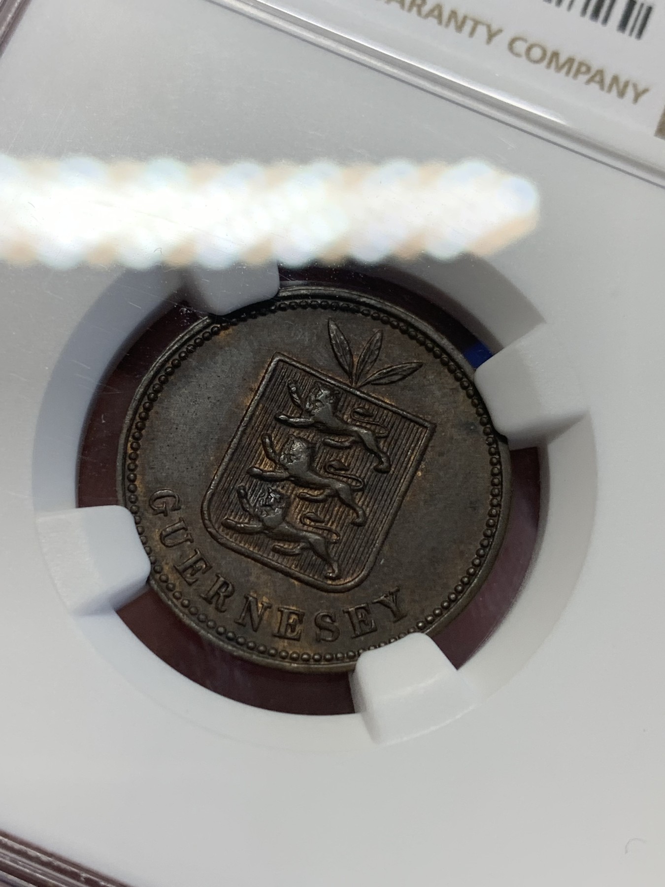 《竞宝斋》第201场-周日，周一 2场 (全场包邮) NGC-62BN 1911年根西乔治五世2D铜币，品相精美