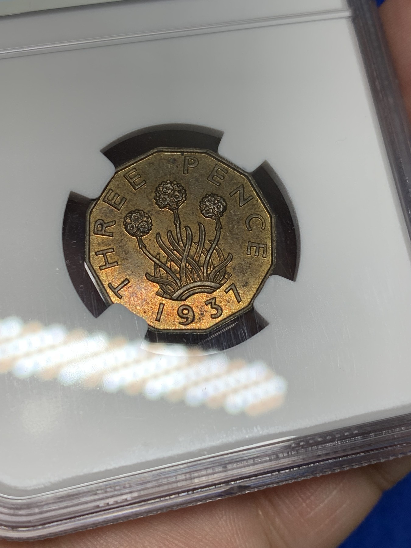 《竞宝斋》第201场-周日，周一 2场 (全场包邮) NGC-PF63 1937年英国乔治六世首年少见精制3便士