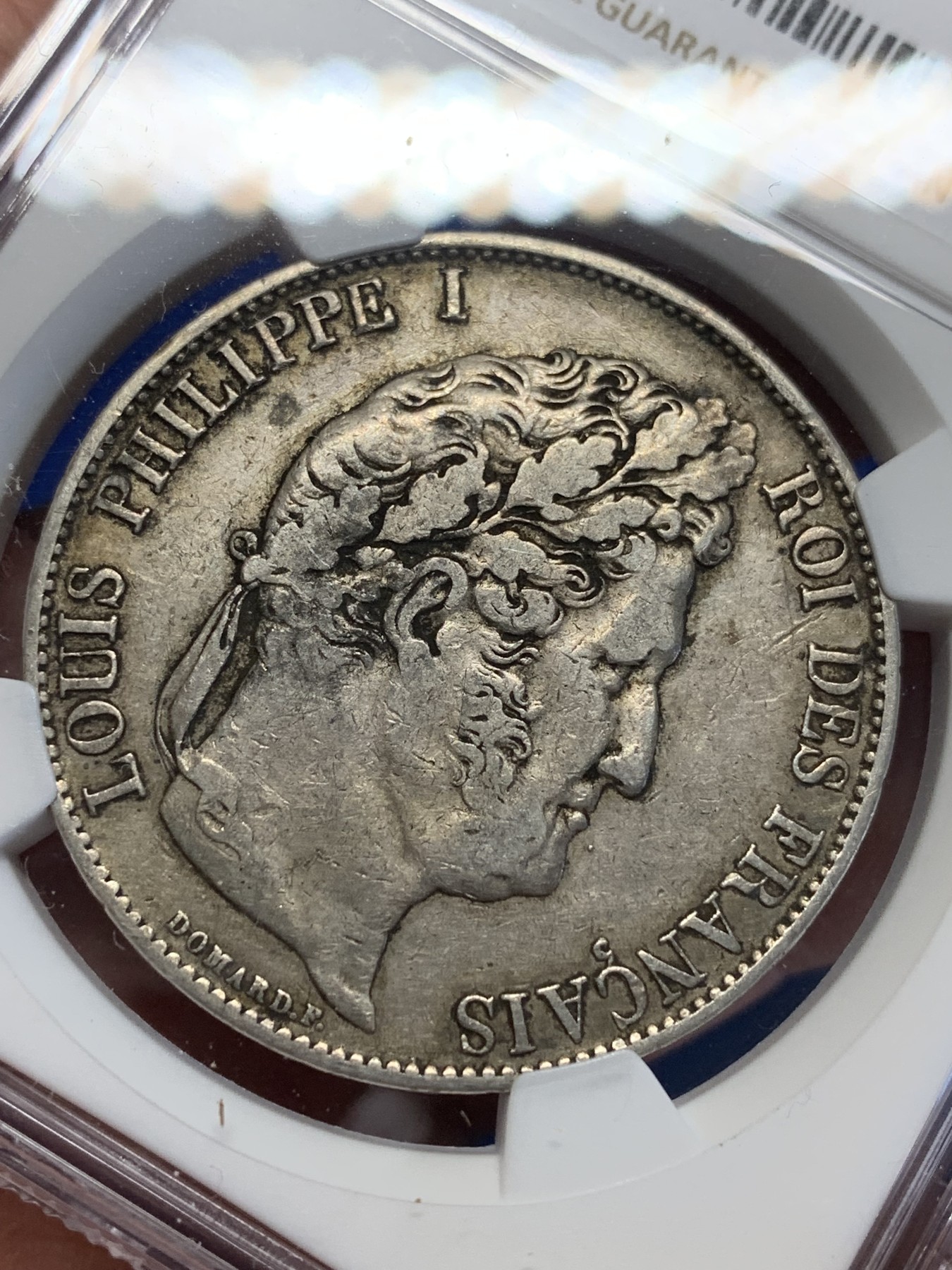 《竞宝斋》第201场-周日，周一 2场 (全场包邮) NGC VF35 法国 1845 BB版 菲利普 5法郎 银币 少见版本