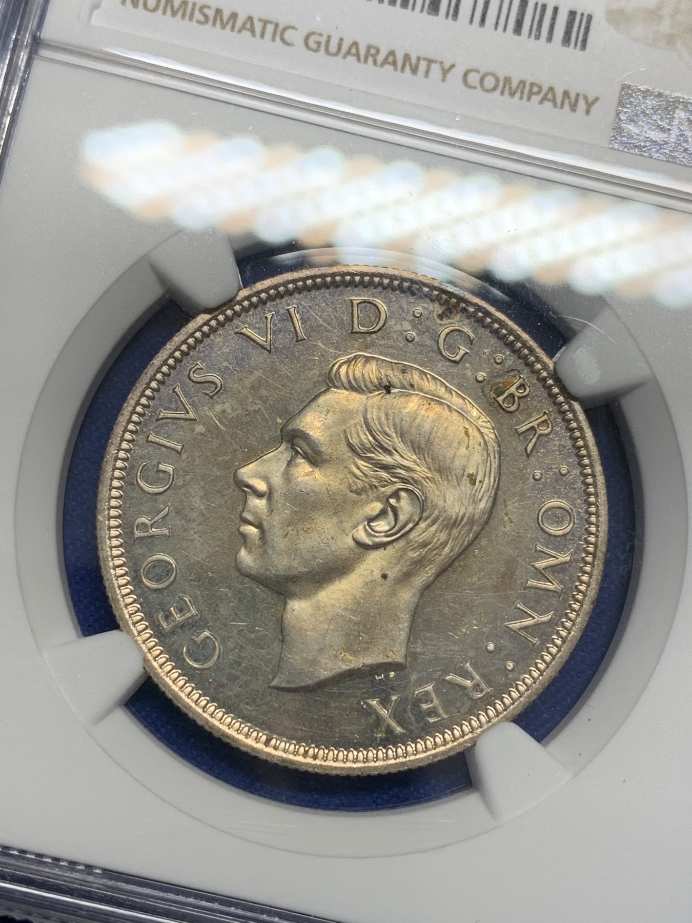 《竞宝斋》第201场-周日，周一 2场 (全场包邮) NGC-PF64 1937年英国乔治六世首年少见精制1/2克朗 银币