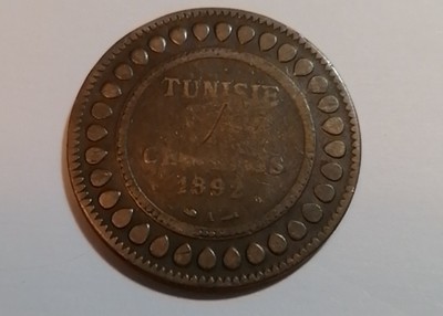 老钱儿钱币徽章拍卖第一场 - 突尼斯1892年老铜币（30mm）