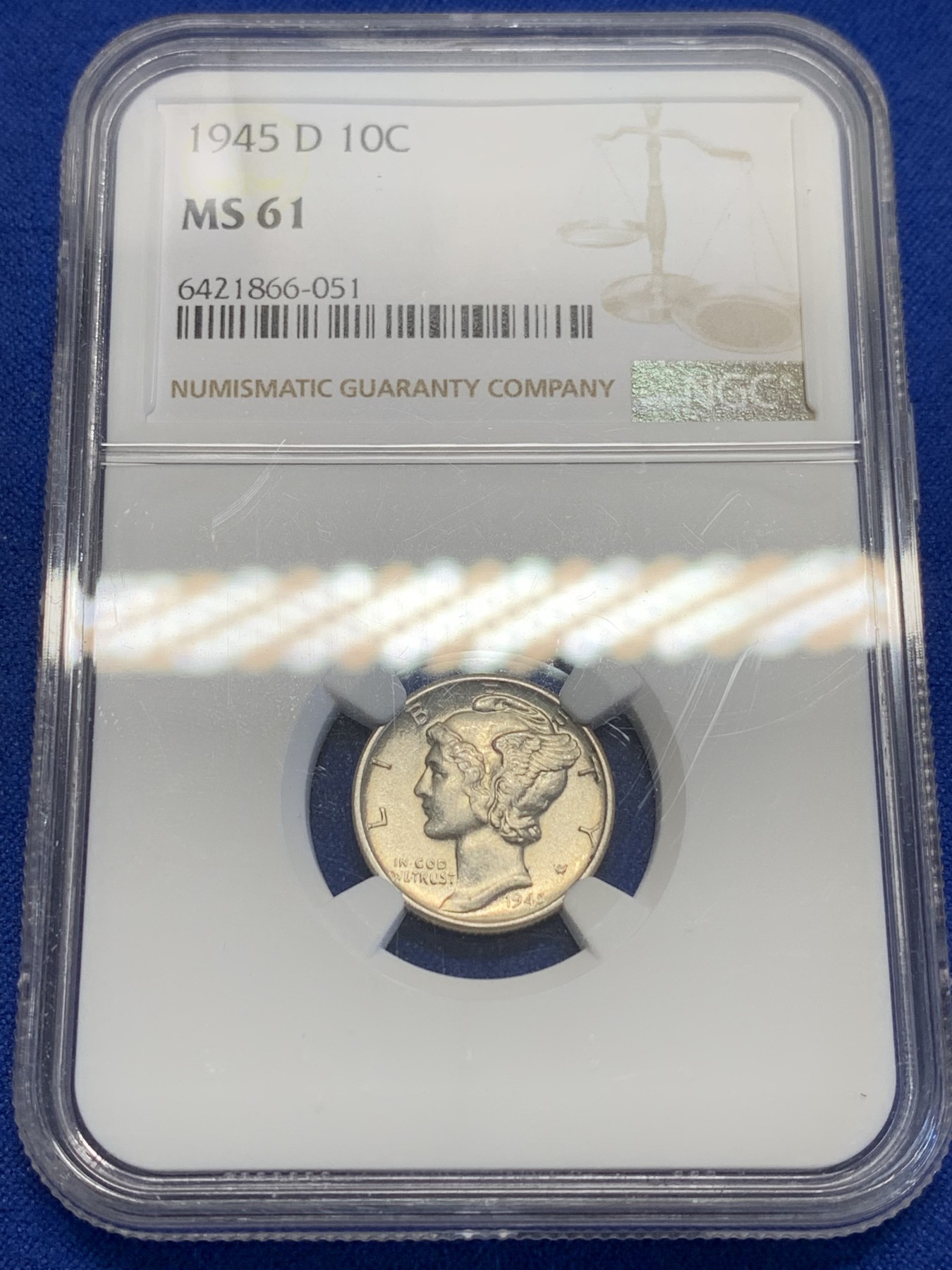 《竞宝斋》第201场-周日，周一 2场 (全场包邮) NGC-MS61 美国1945年小飞侠10分银币