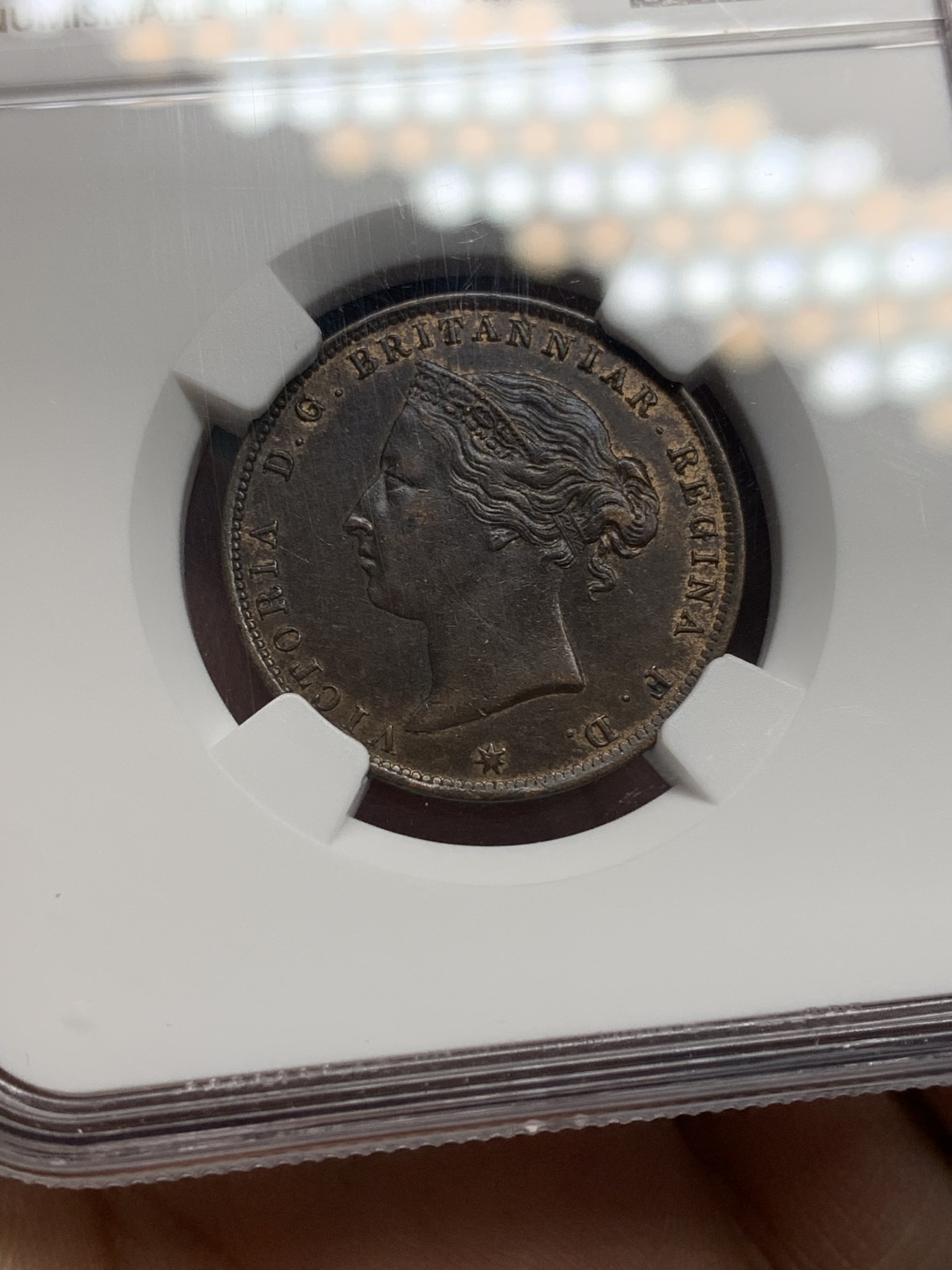 《竞宝斋》第201场-周日，周一 2场 (全场包邮) NGC  AU55   1894年泽西岛1/24先令铜币 维多利亚女王头像