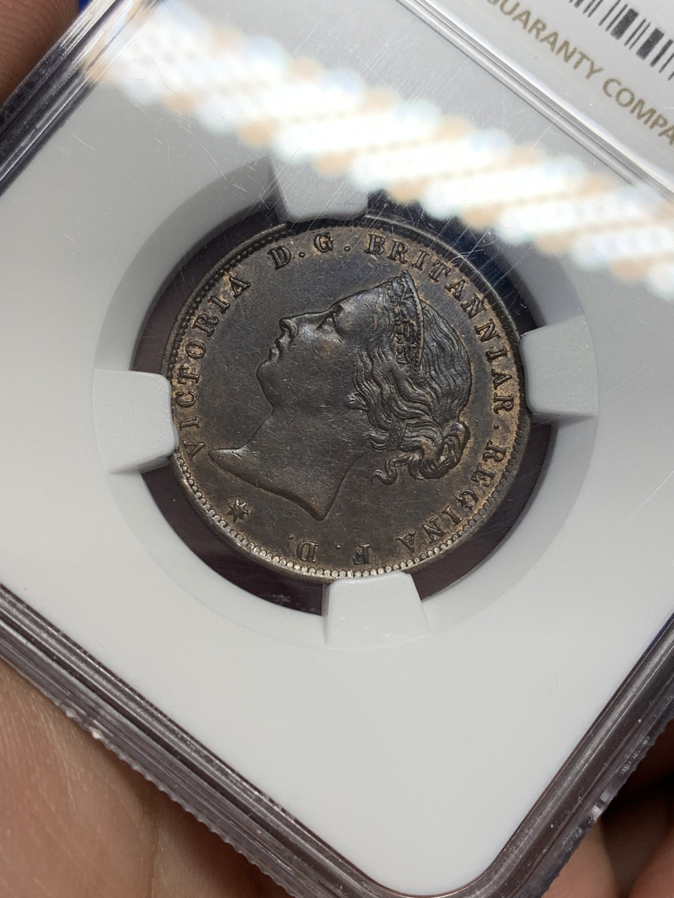 《竞宝斋》第201场-周日，周一 2场 (全场包邮) NGC  AU55   1894年泽西岛1/24先令铜币 维多利亚女王头像