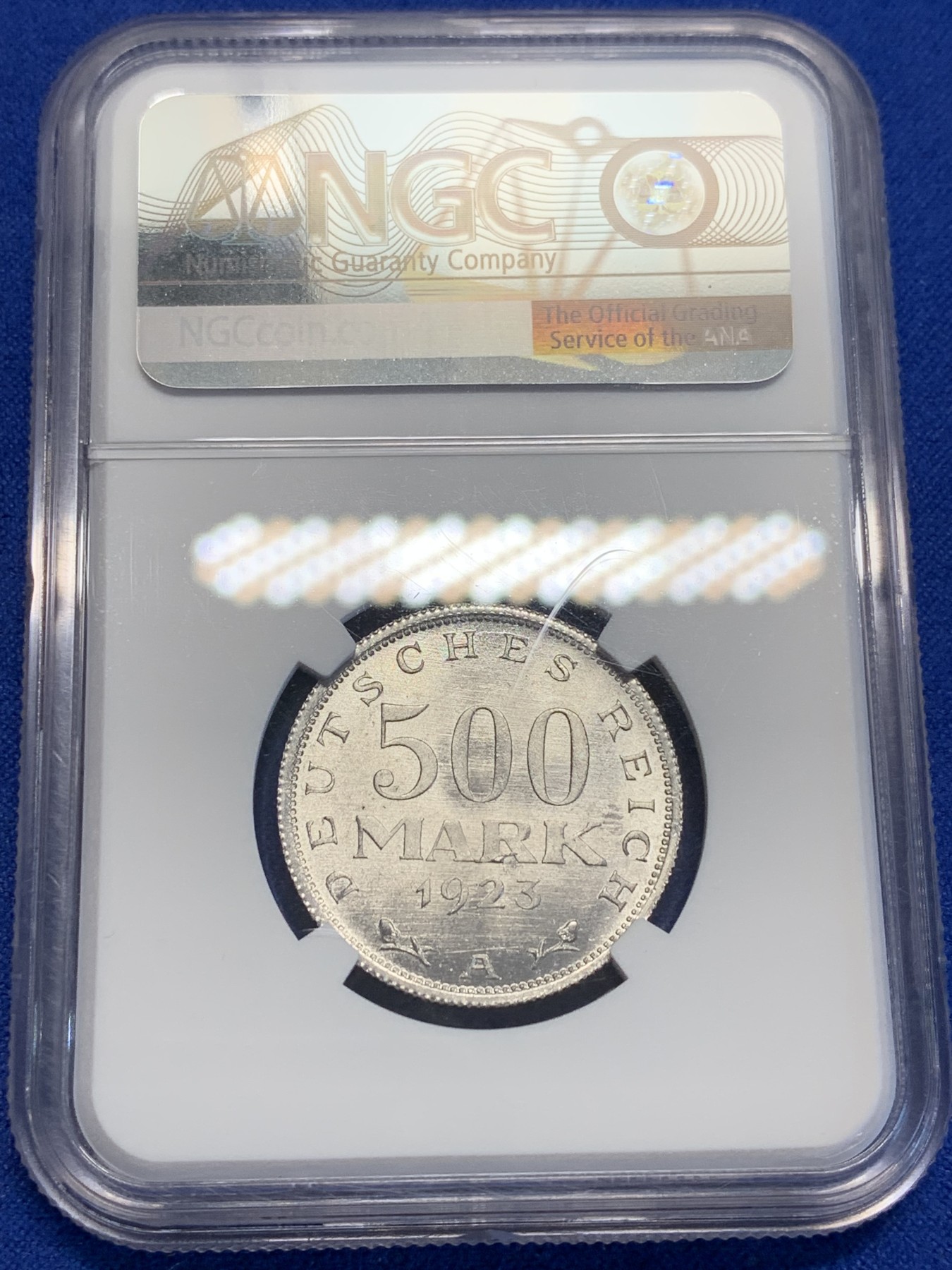 《竞宝斋》第201场-周日，周一 2场 (全场包邮) NGC-MS66 德国魏玛共和国 1923年A厂 500马克 铝币 高分好品