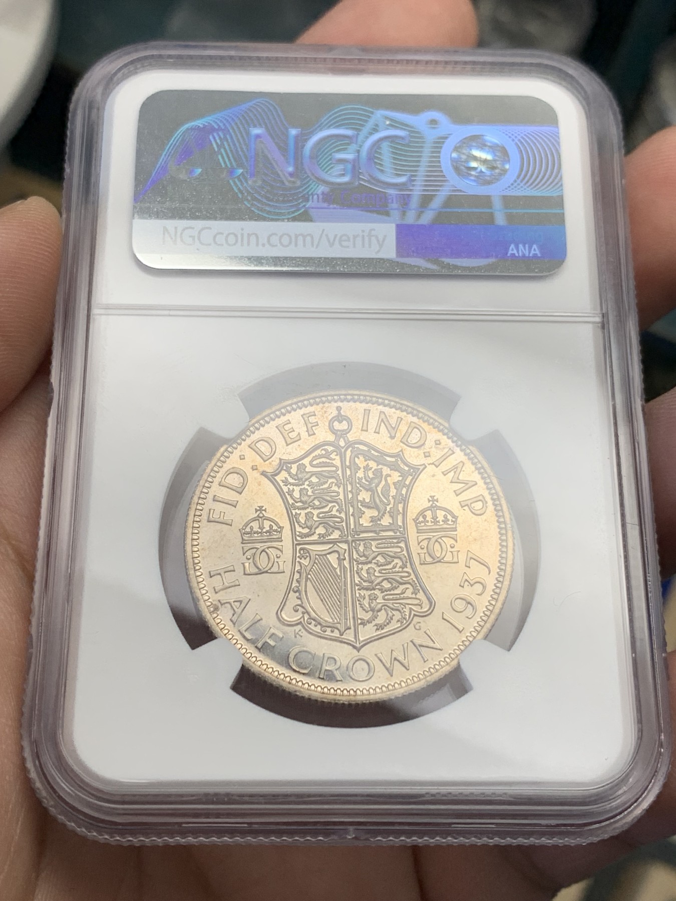 《竞宝斋》第201场-周日，周一 2场 (全场包邮) NGC-PF64 1937年英国乔治六世首年少见精制1/2克朗 银币