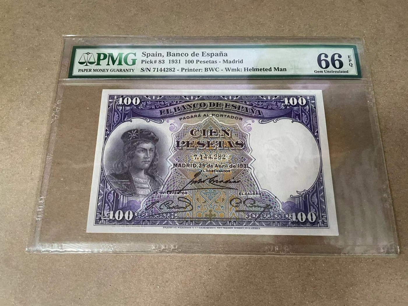 【Blue Auction】✨世界纸币精拍第375期【精】 西班牙 1931年100比塞塔 PMG66EPQ 